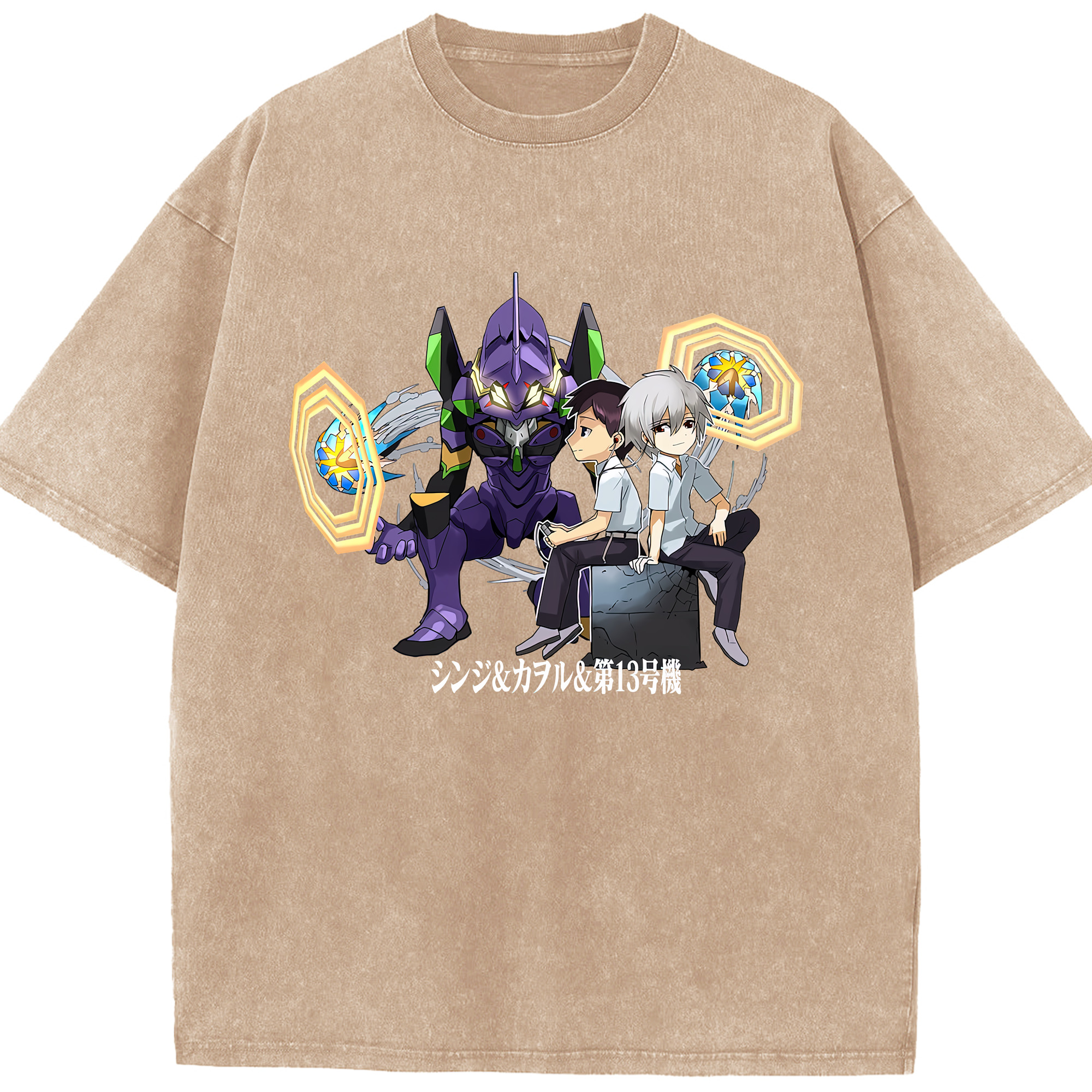 （画像用） EVA 新世紀エヴァンゲリオン 綿100% ヴィンテージ風 半袖Tシャツ（フロントプリント）