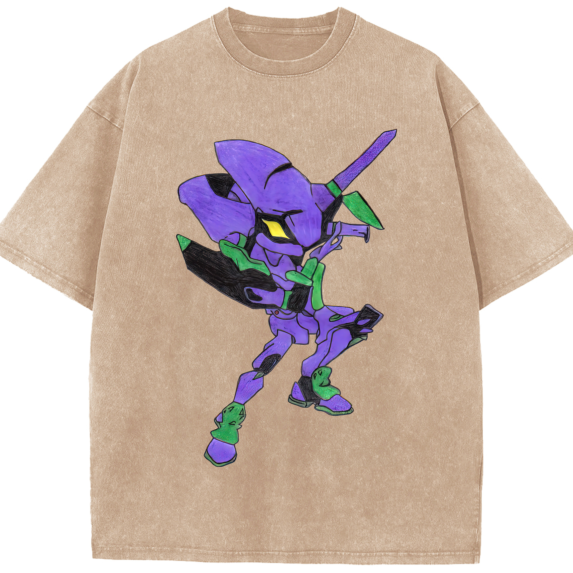 （画像用） EVA 新世紀エヴァンゲリオン 綿100% ヴィンテージ風 半袖Tシャツ（フロントプリント）