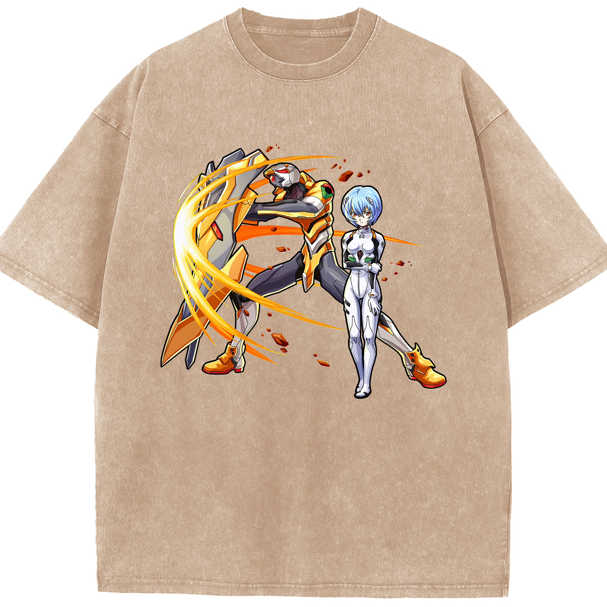 （画像用） EVA 新世紀エヴァンゲリオン 綿100% ヴィンテージ風 半袖Tシャツ（フロントプリント）