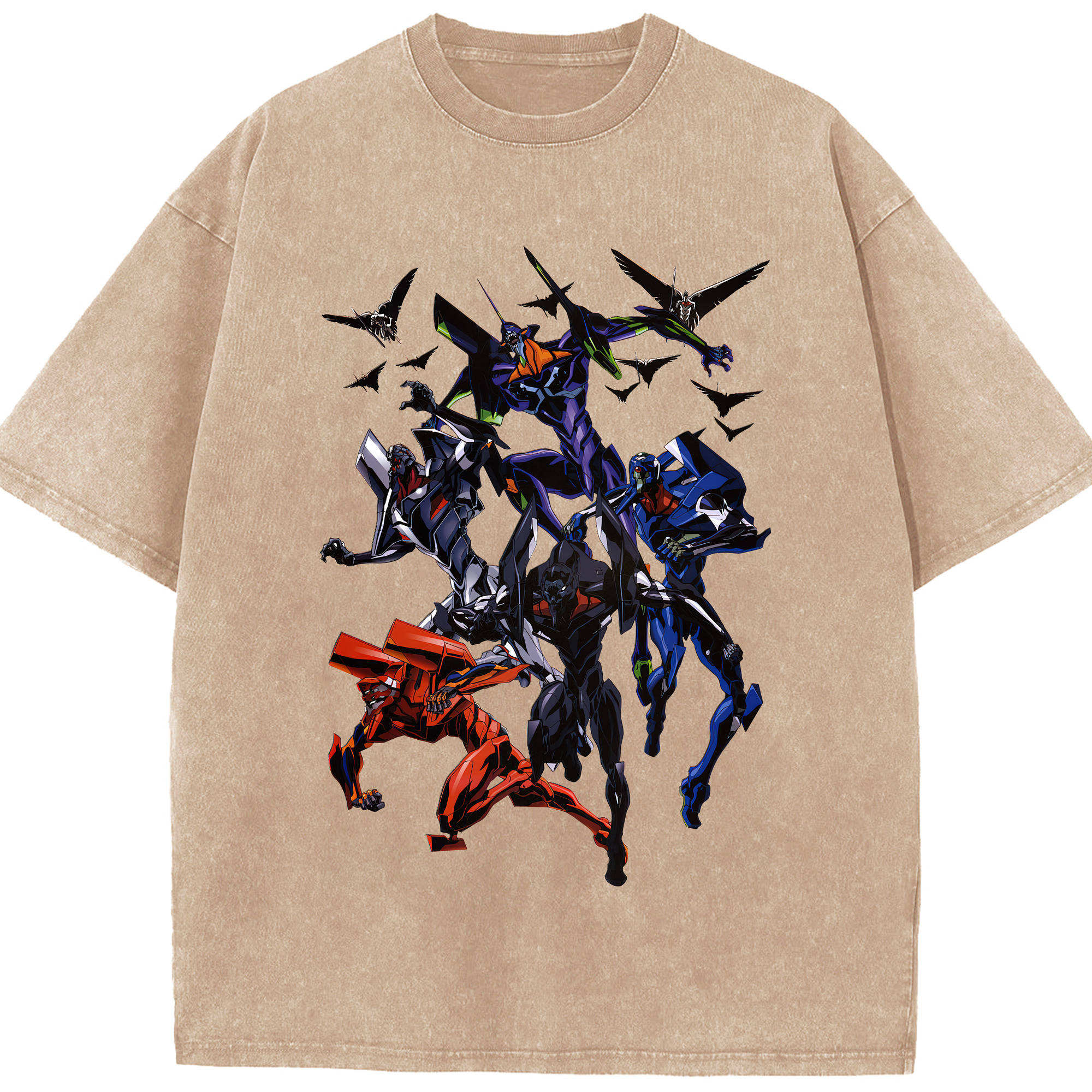 （画像用） EVA 新世紀エヴァンゲリオン 綿100% ヴィンテージ風 半袖Tシャツ（フロントプリント）