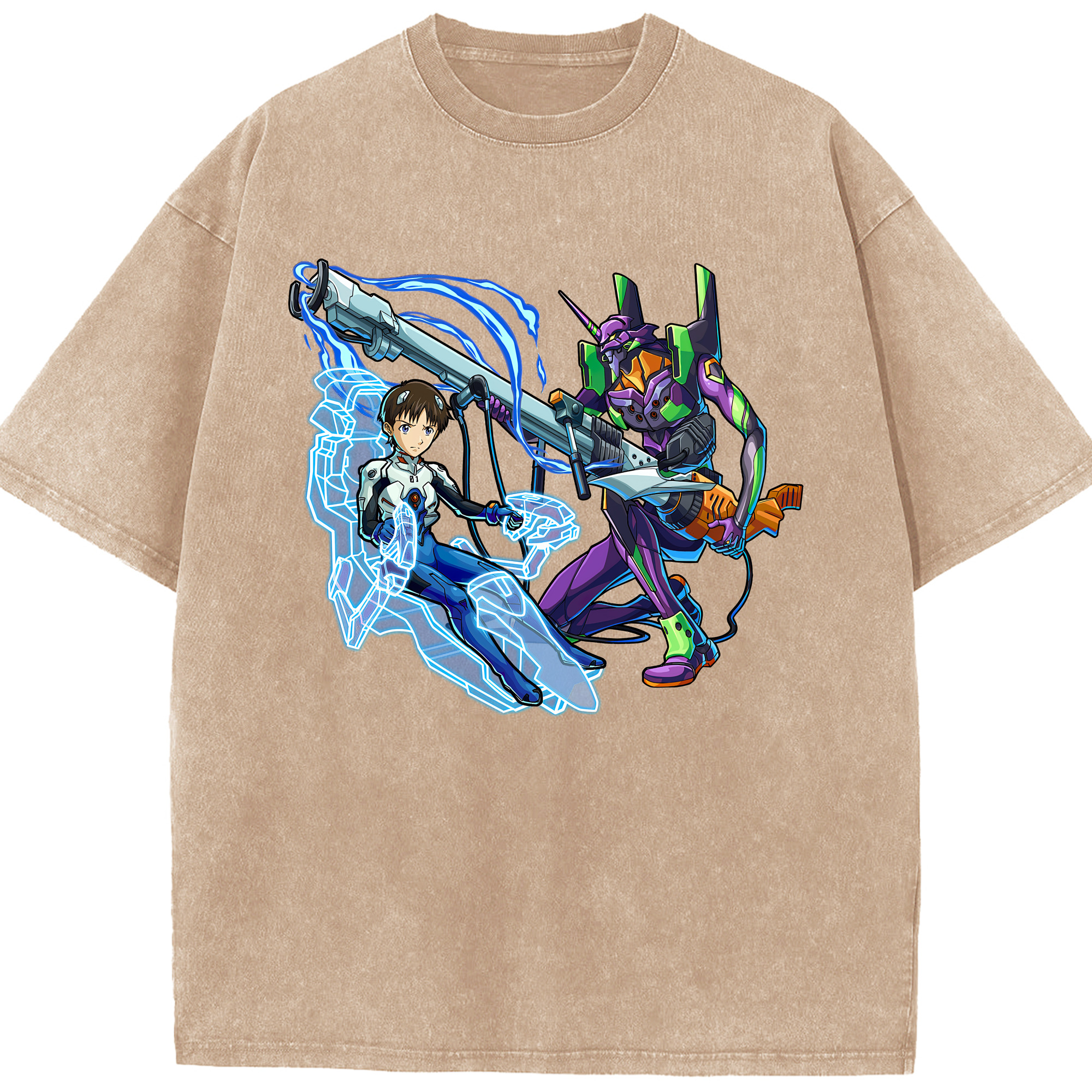 （画像用） EVA 新世紀エヴァンゲリオン 綿100% ヴィンテージ風 半袖Tシャツ（フロントプリント）