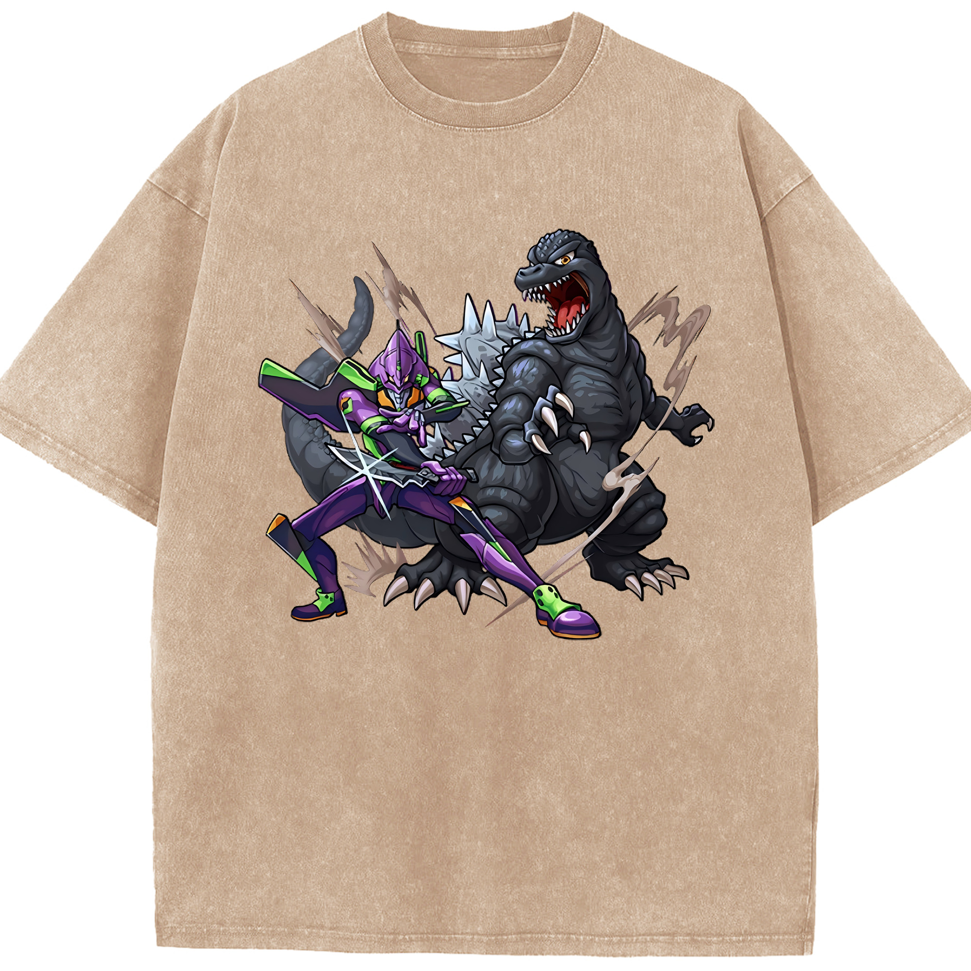 （画像用） EVA 新世紀エヴァンゲリオン 綿100% ヴィンテージ風 半袖Tシャツ（フロントプリント）