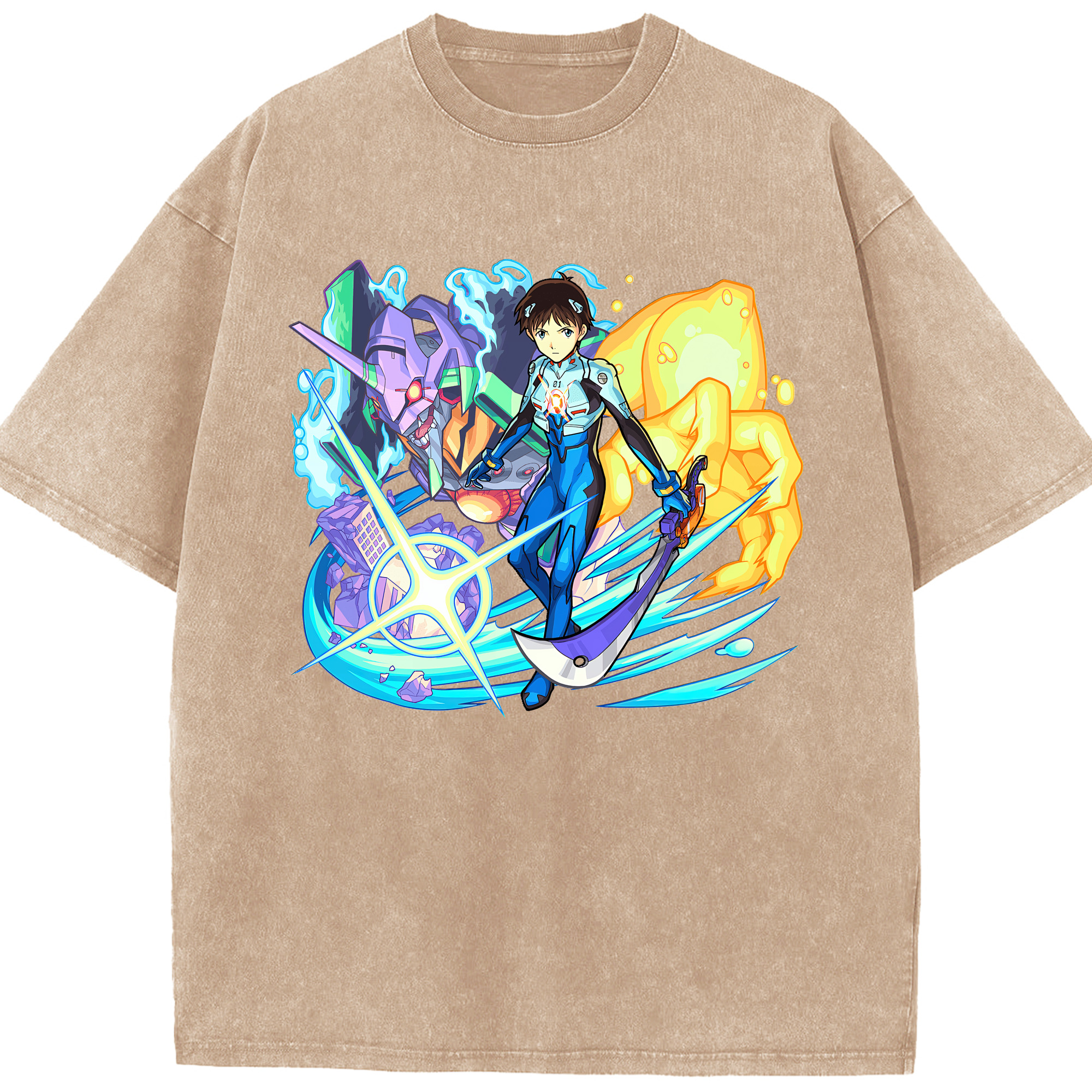 （画像用） EVA 新世紀エヴァンゲリオン 綿100% ヴィンテージ風 半袖Tシャツ（フロントプリント）