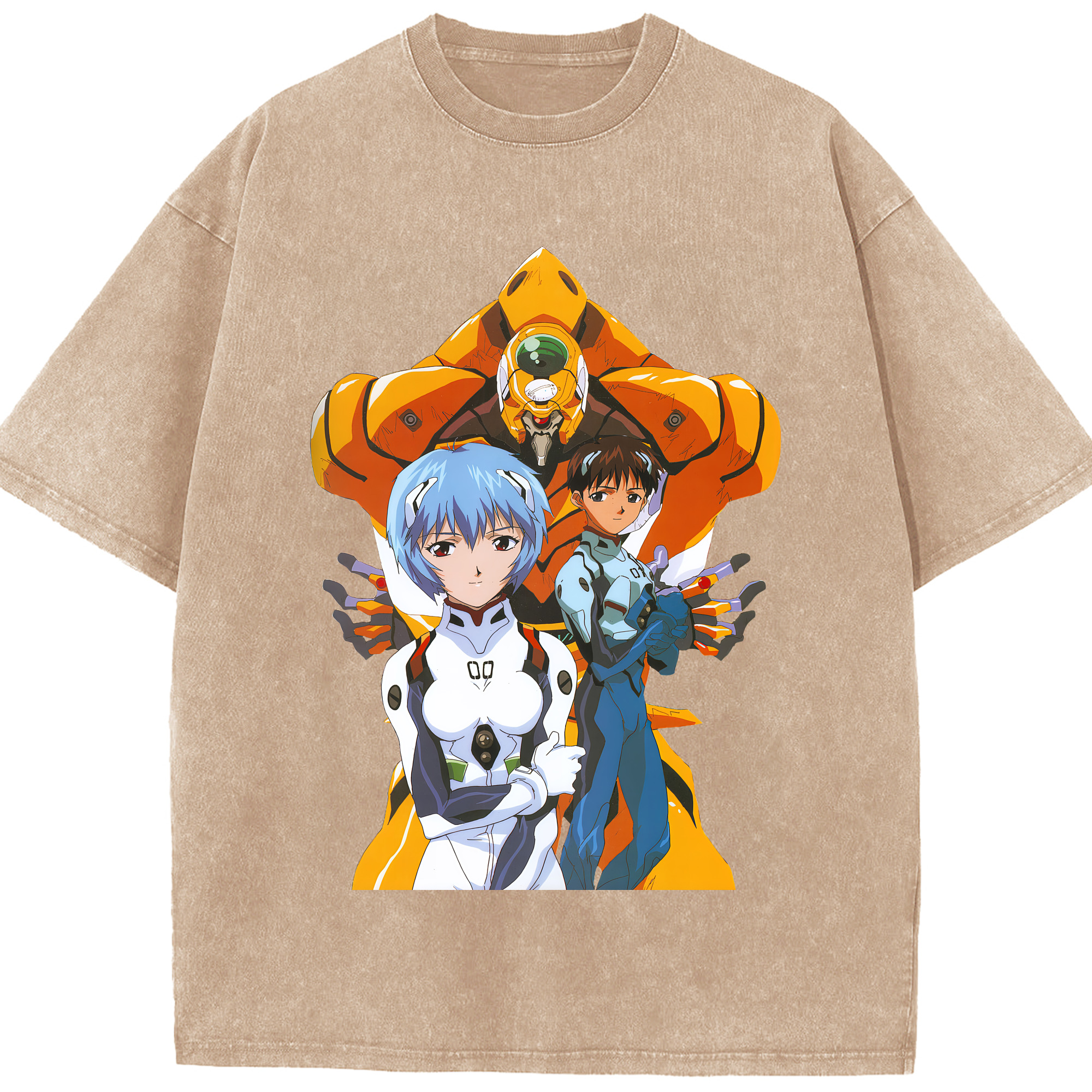 （画像用） EVA 新世紀エヴァンゲリオン 綿100% ヴィンテージ風 半袖Tシャツ（フロントプリント）