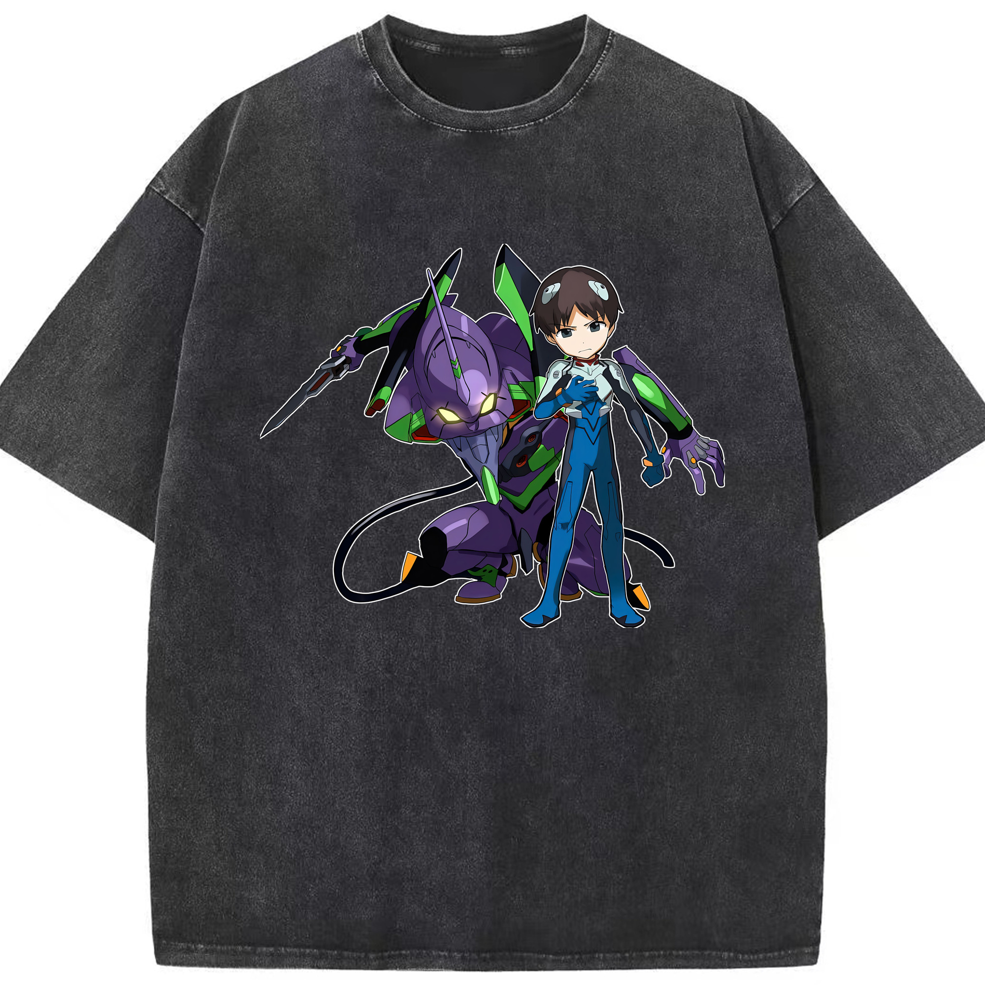 （画像用） EVA 新世紀エヴァンゲリオン 綿100% ヴィンテージ風 半袖Tシャツ（フロントプリント）