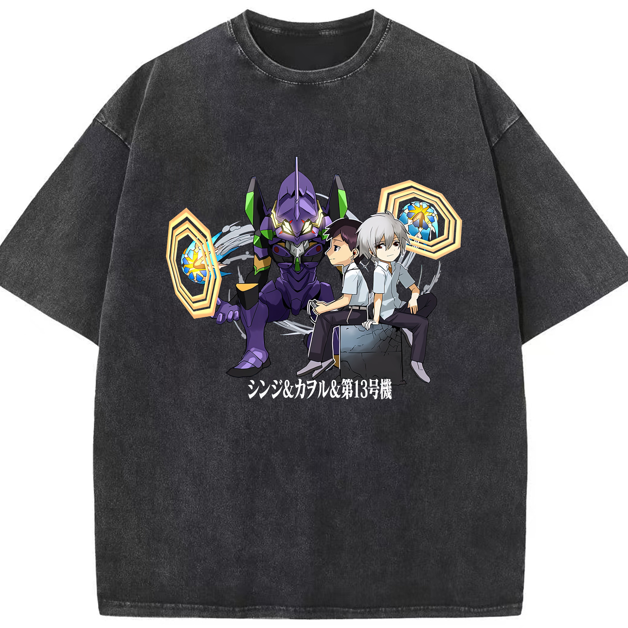 （画像用） EVA 新世紀エヴァンゲリオン 綿100% ヴィンテージ風 半袖Tシャツ（フロントプリント）