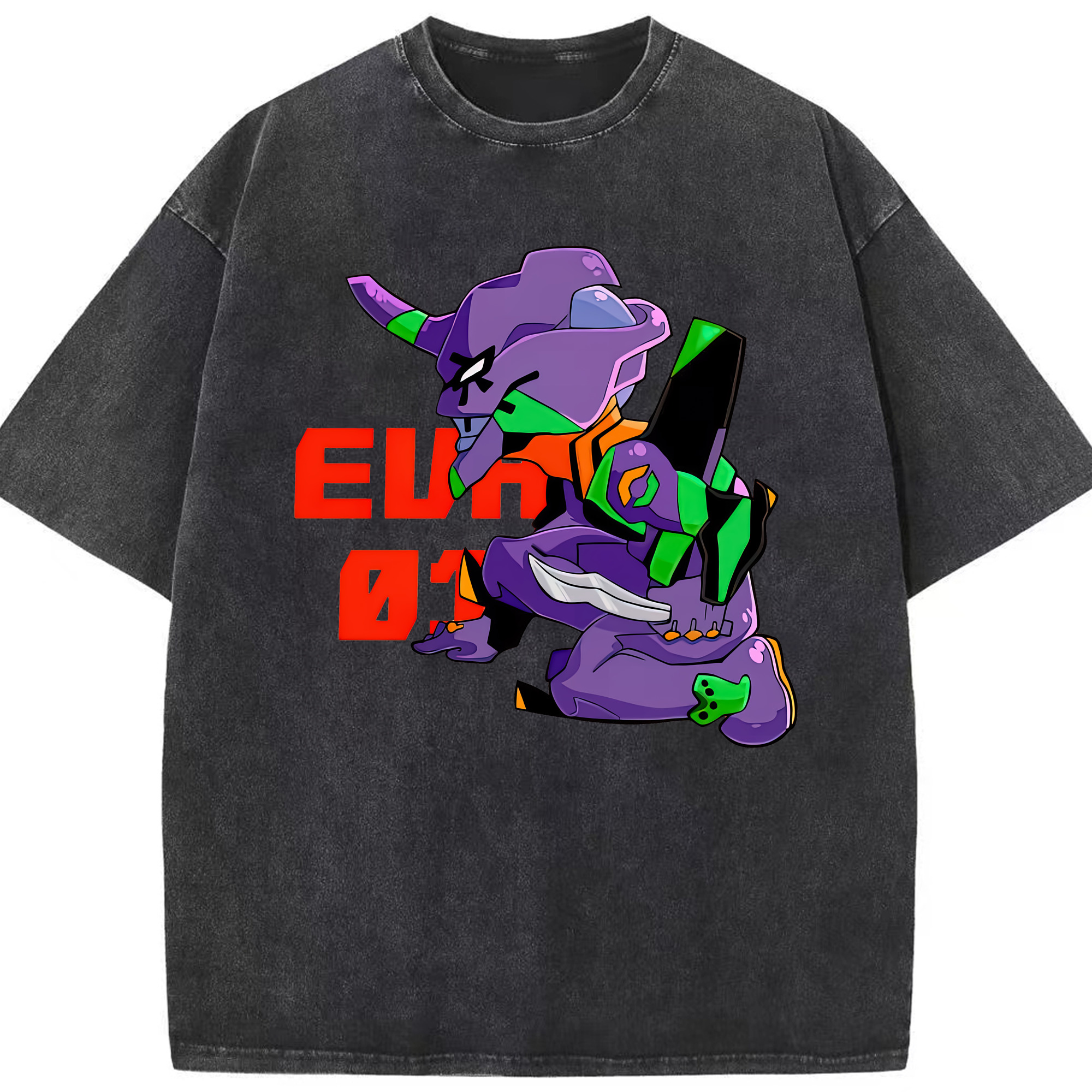 （画像用） EVA 新世紀エヴァンゲリオン 綿100% ヴィンテージ風 半袖Tシャツ（フロントプリント）