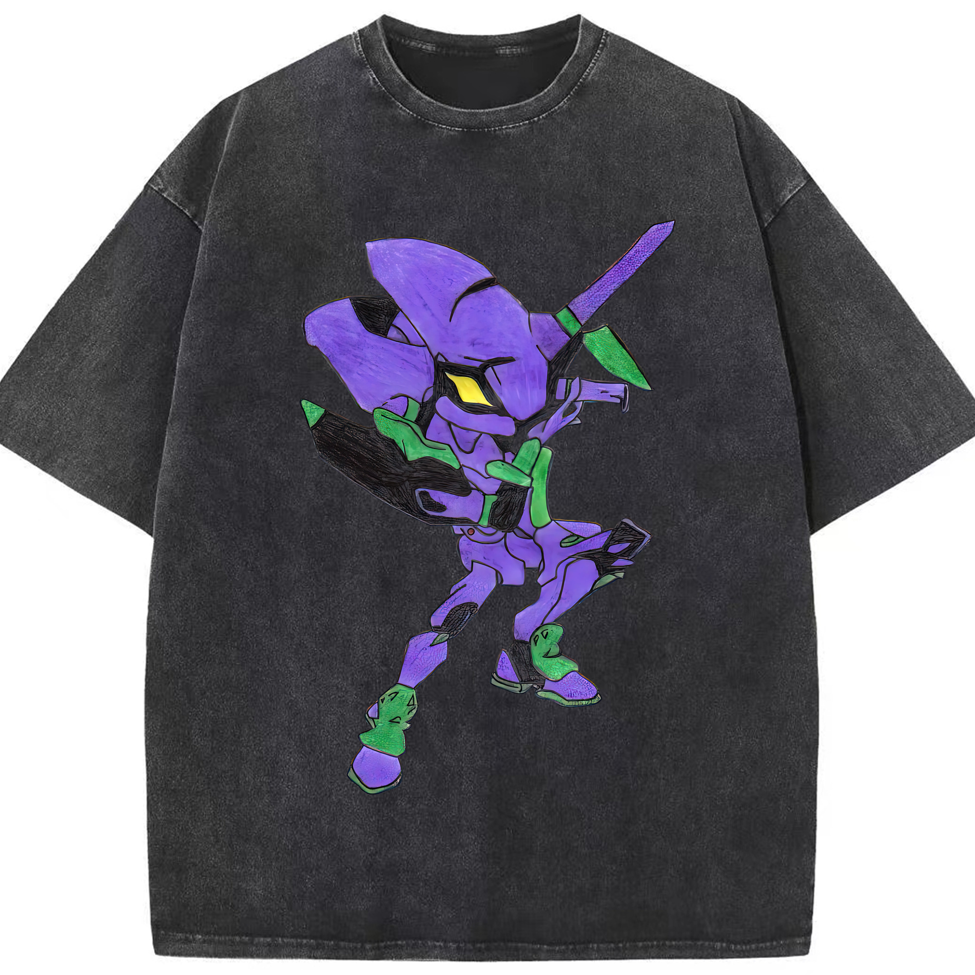 （画像用） EVA 新世紀エヴァンゲリオン 綿100% ヴィンテージ風 半袖Tシャツ（フロントプリント）