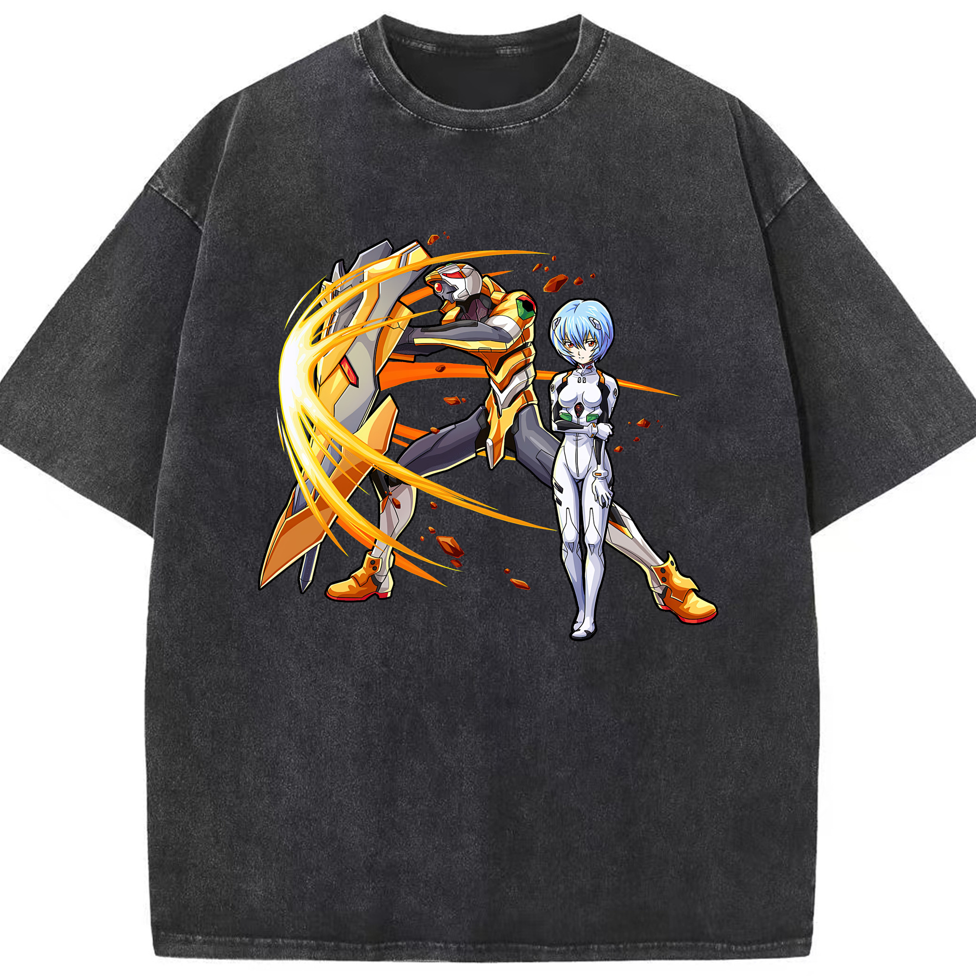 （画像用） EVA 新世紀エヴァンゲリオン 綿100% ヴィンテージ風 半袖Tシャツ（フロントプリント）