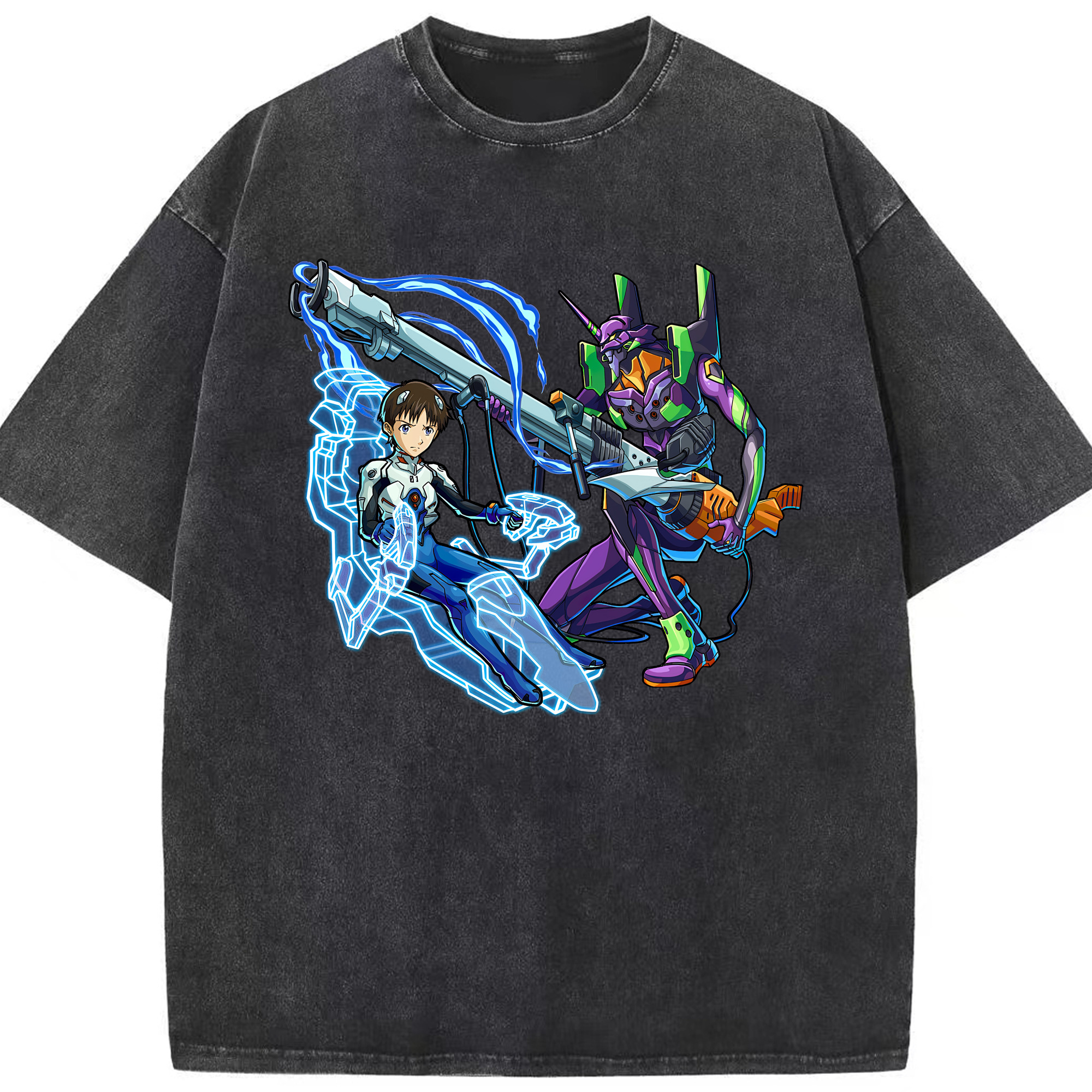 （画像用） EVA 新世紀エヴァンゲリオン 綿100% ヴィンテージ風 半袖Tシャツ（フロントプリント）