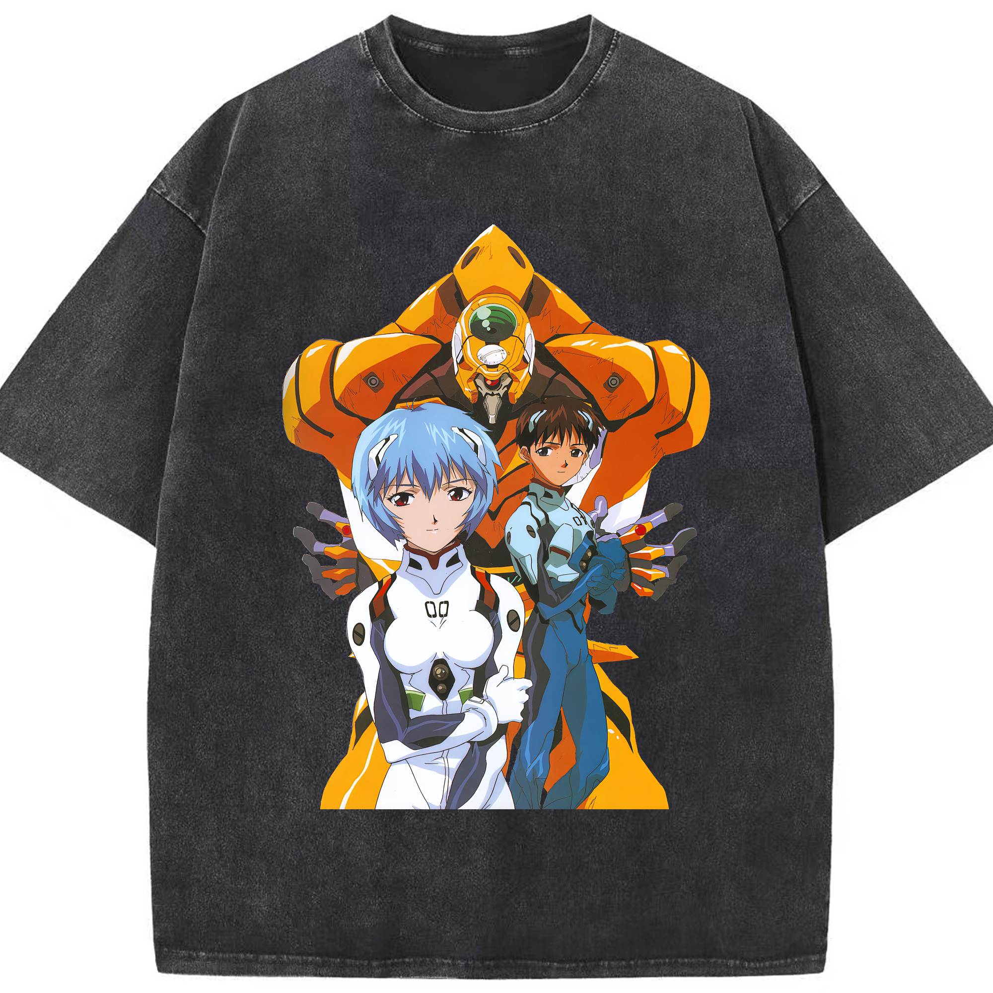 （画像用） EVA 新世紀エヴァンゲリオン 綿100% ヴィンテージ風 半袖Tシャツ（フロントプリント）
