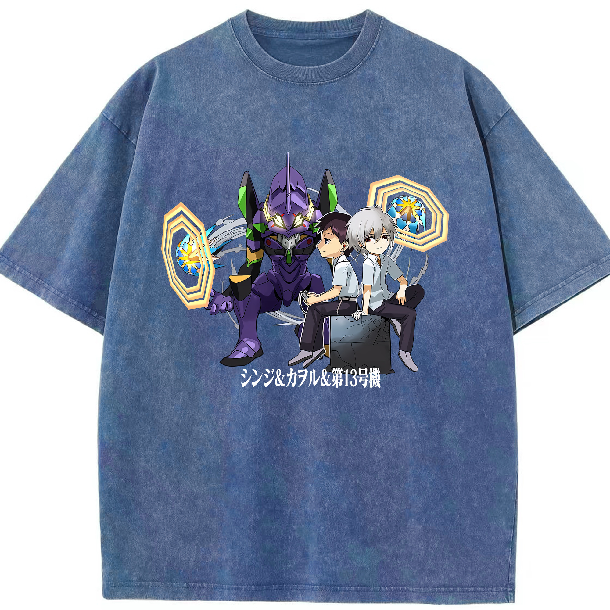 （画像用） EVA 新世紀エヴァンゲリオン 綿100% ヴィンテージ風 半袖Tシャツ（フロントプリント）