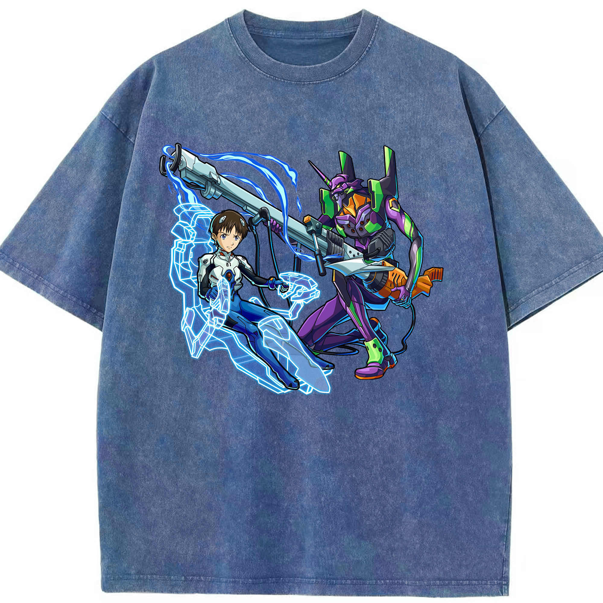 （画像用） EVA 新世紀エヴァンゲリオン 綿100% ヴィンテージ風 半袖Tシャツ（フロントプリント）