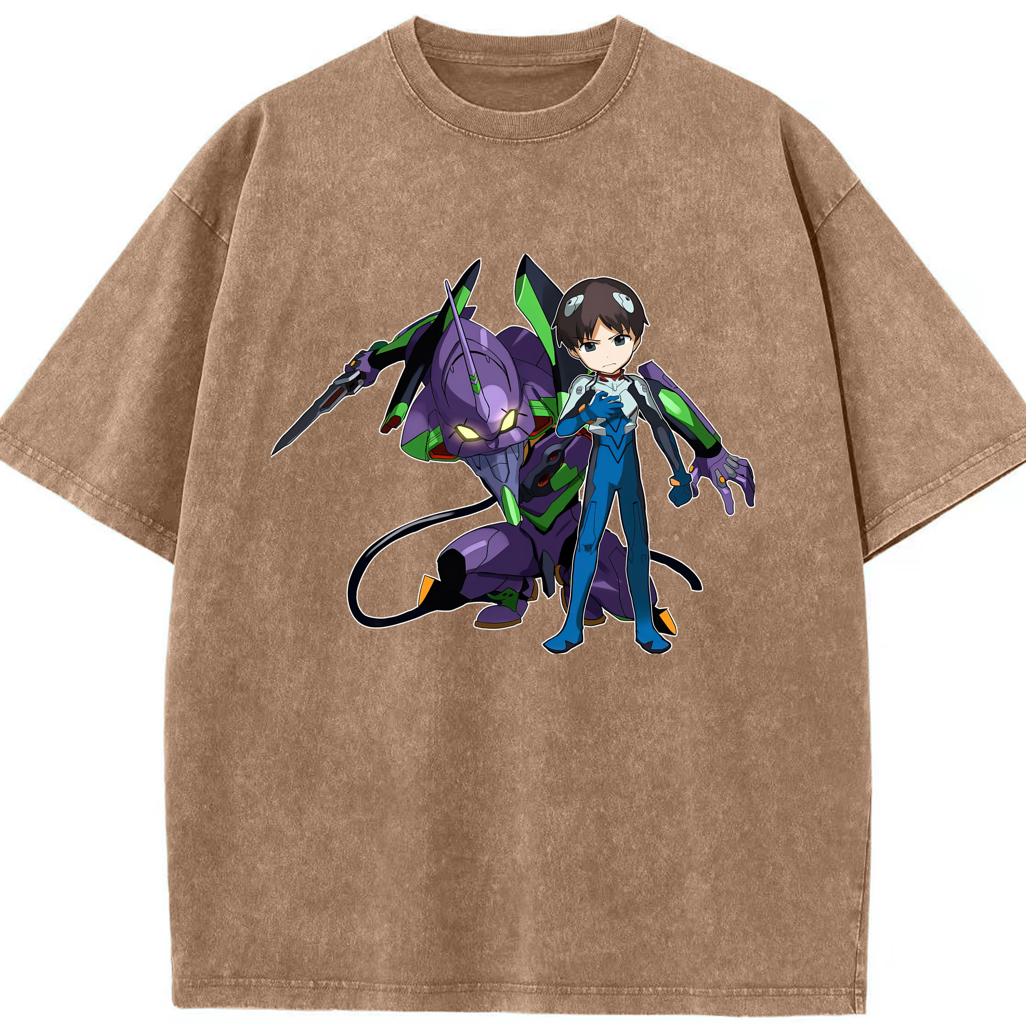 （画像用） EVA 新世紀エヴァンゲリオン 綿100% ヴィンテージ風 半袖Tシャツ（フロントプリント）