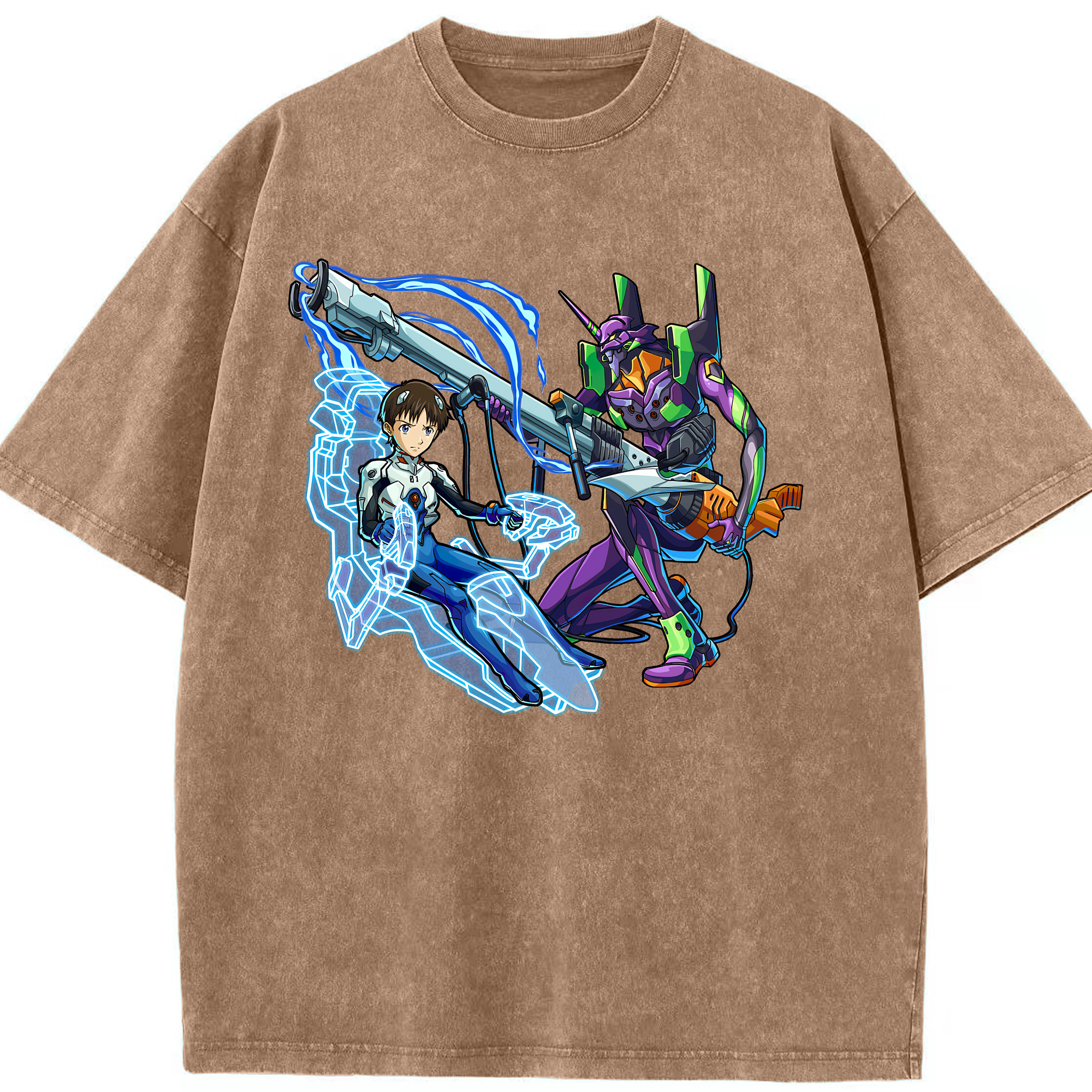 （画像用） EVA 新世紀エヴァンゲリオン 綿100% ヴィンテージ風 半袖Tシャツ（フロントプリント）