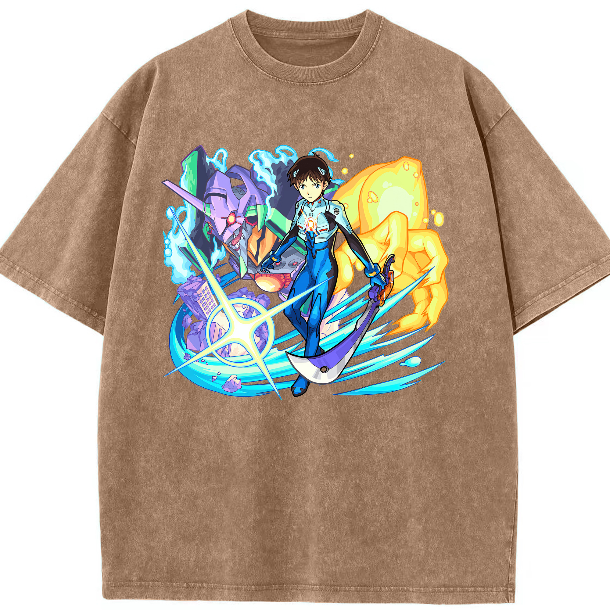 （画像用） EVA 新世紀エヴァンゲリオン 綿100% ヴィンテージ風 半袖Tシャツ（フロントプリント）
