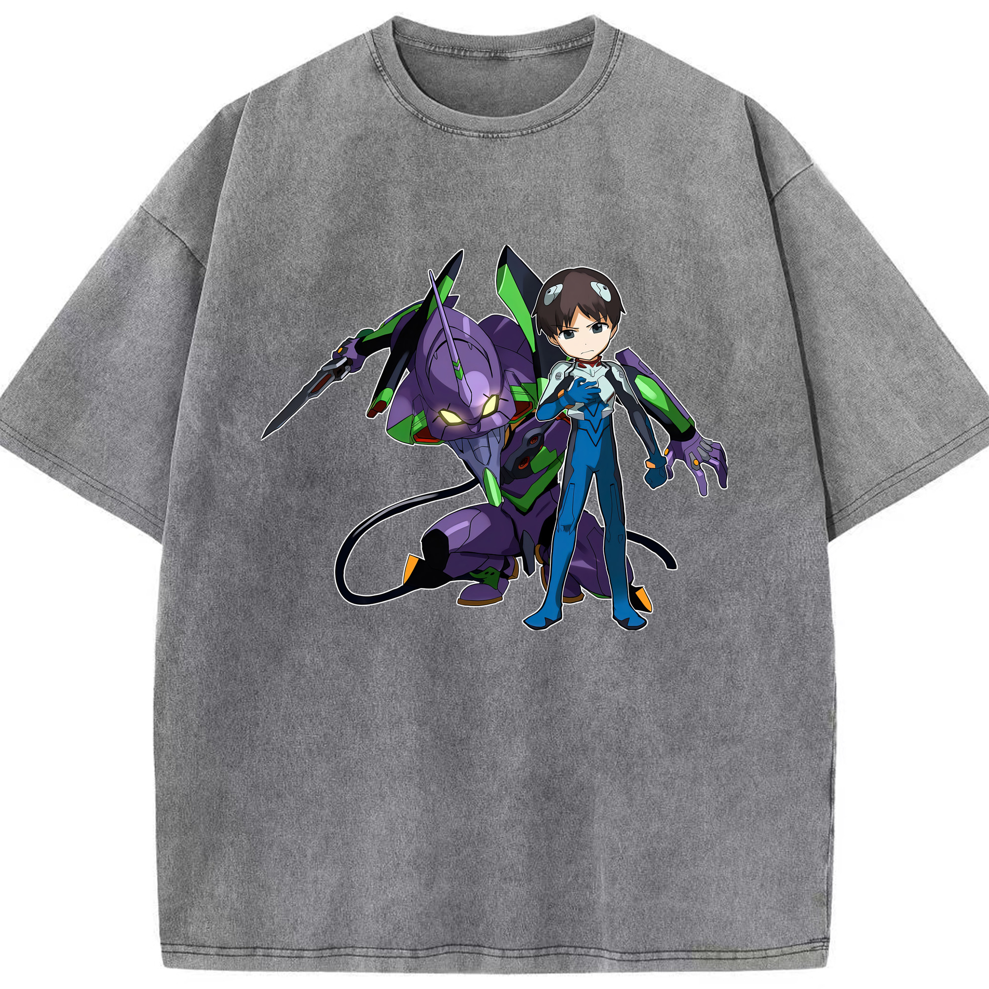（画像用） EVA 新世紀エヴァンゲリオン 綿100% ヴィンテージ風 半袖Tシャツ（フロントプリント）