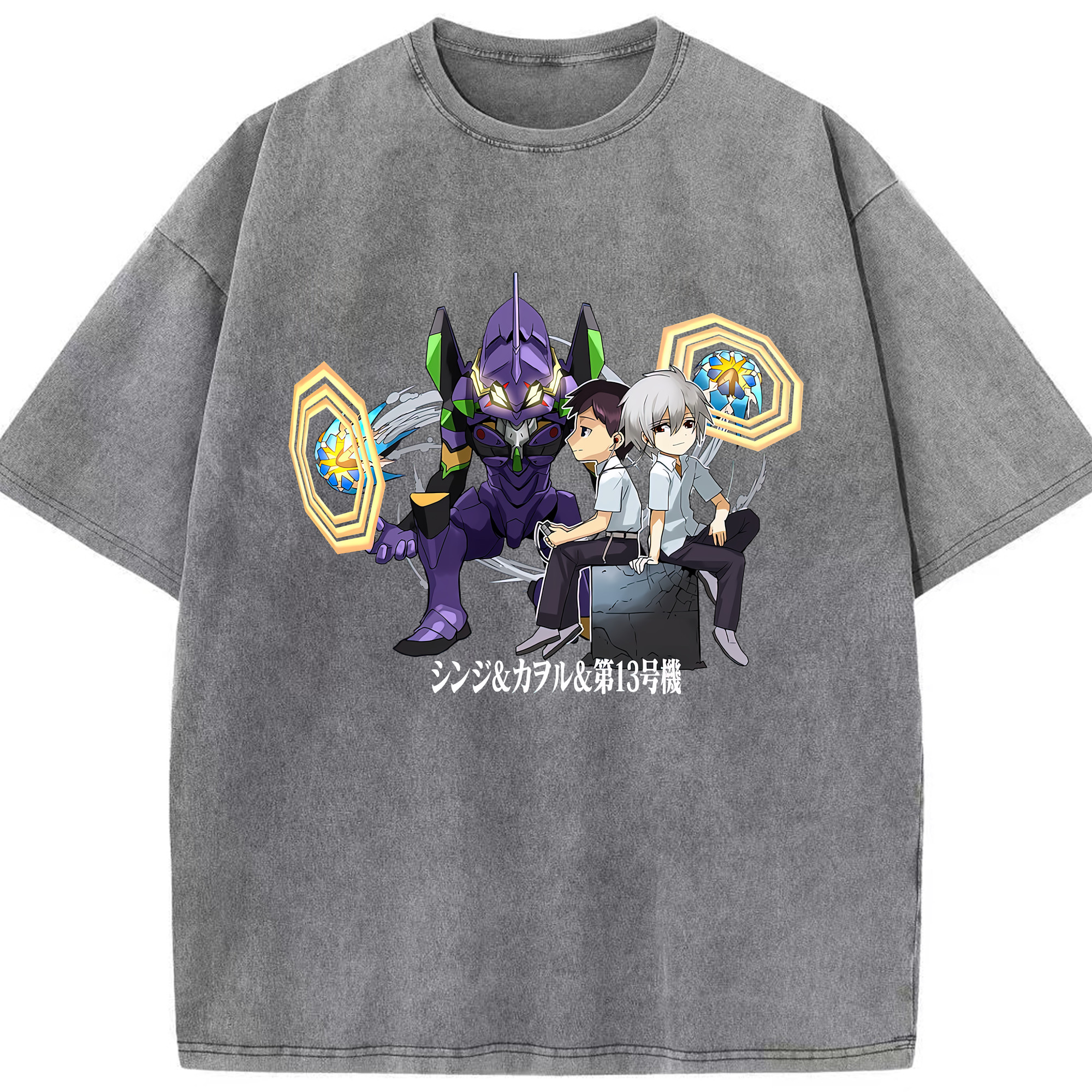 （画像用） EVA 新世紀エヴァンゲリオン 綿100% ヴィンテージ風 半袖Tシャツ（フロントプリント）