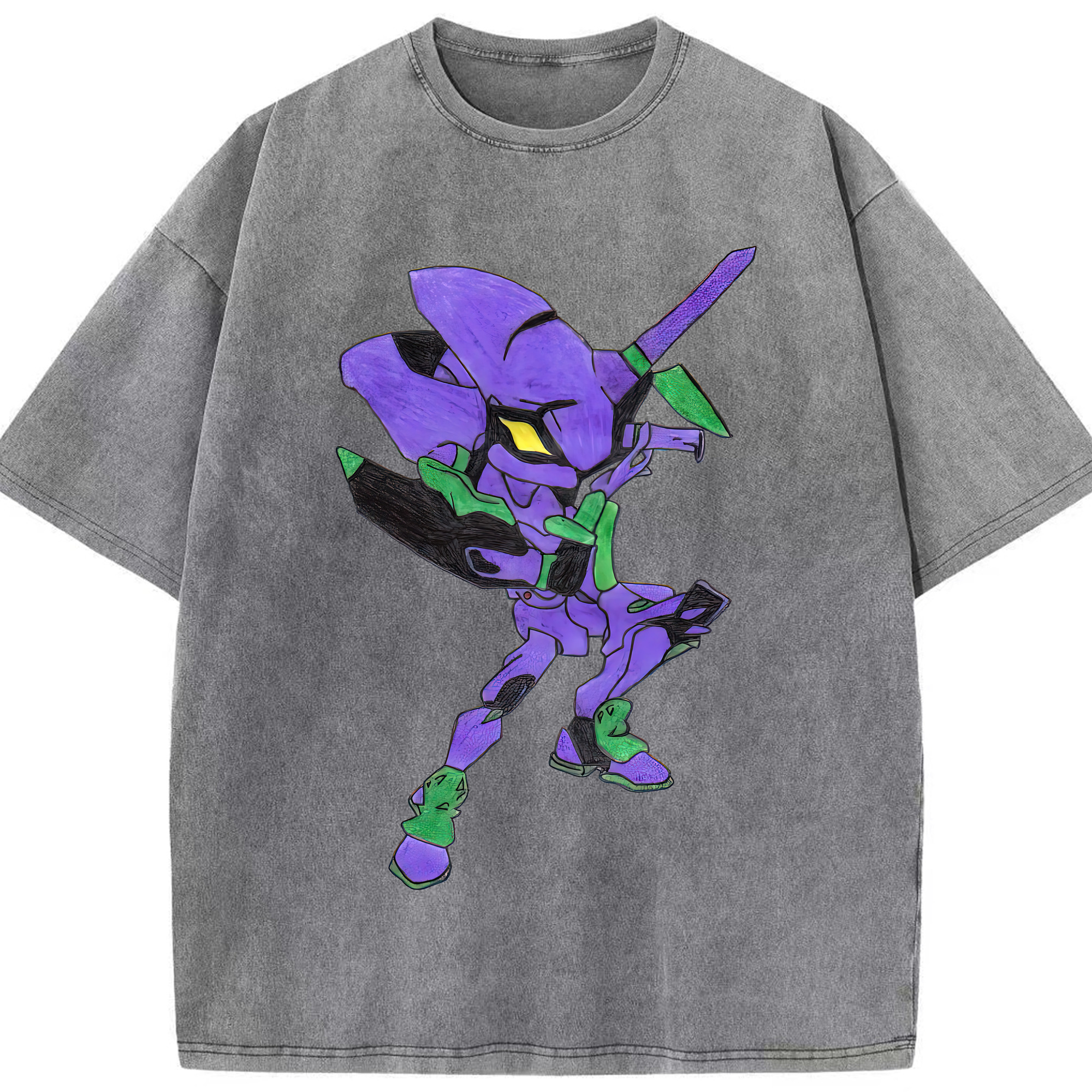 （画像用） EVA 新世紀エヴァンゲリオン 綿100% ヴィンテージ風 半袖Tシャツ（フロントプリント）