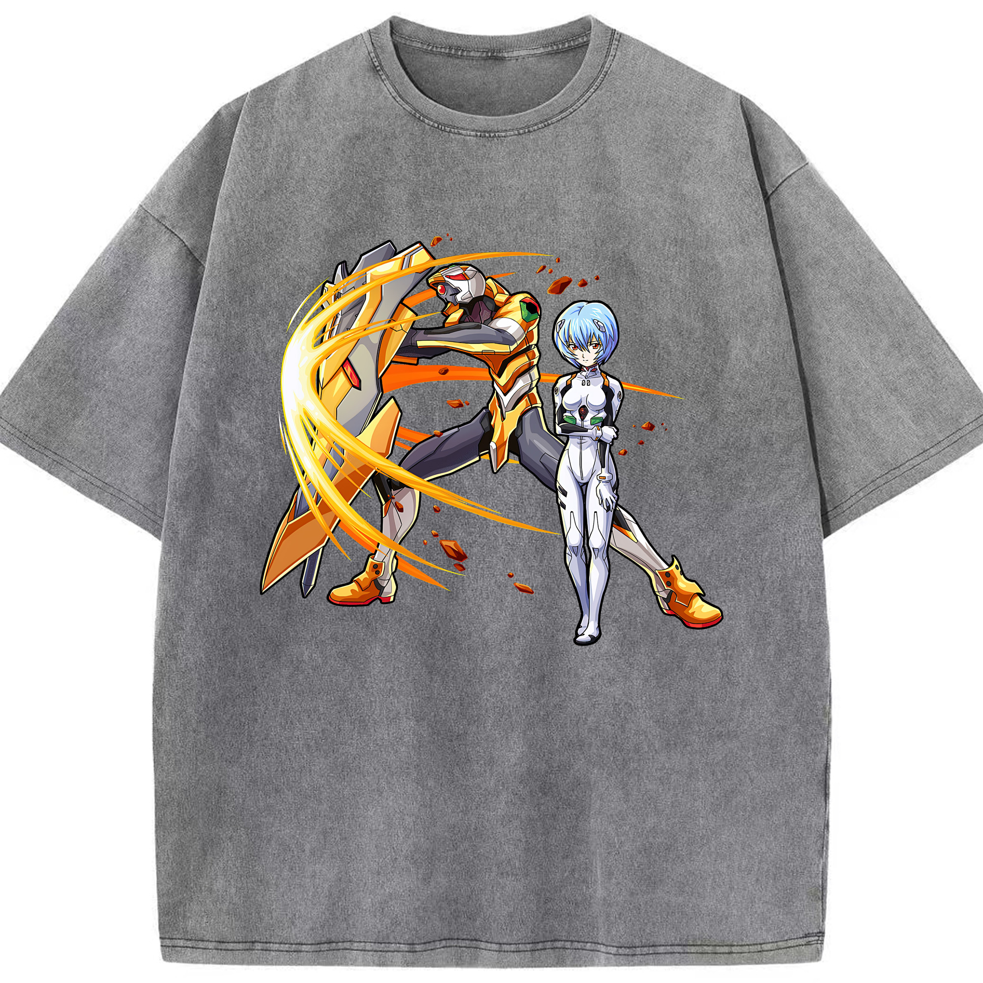 （画像用） EVA 新世紀エヴァンゲリオン 綿100% ヴィンテージ風 半袖Tシャツ（フロントプリント）