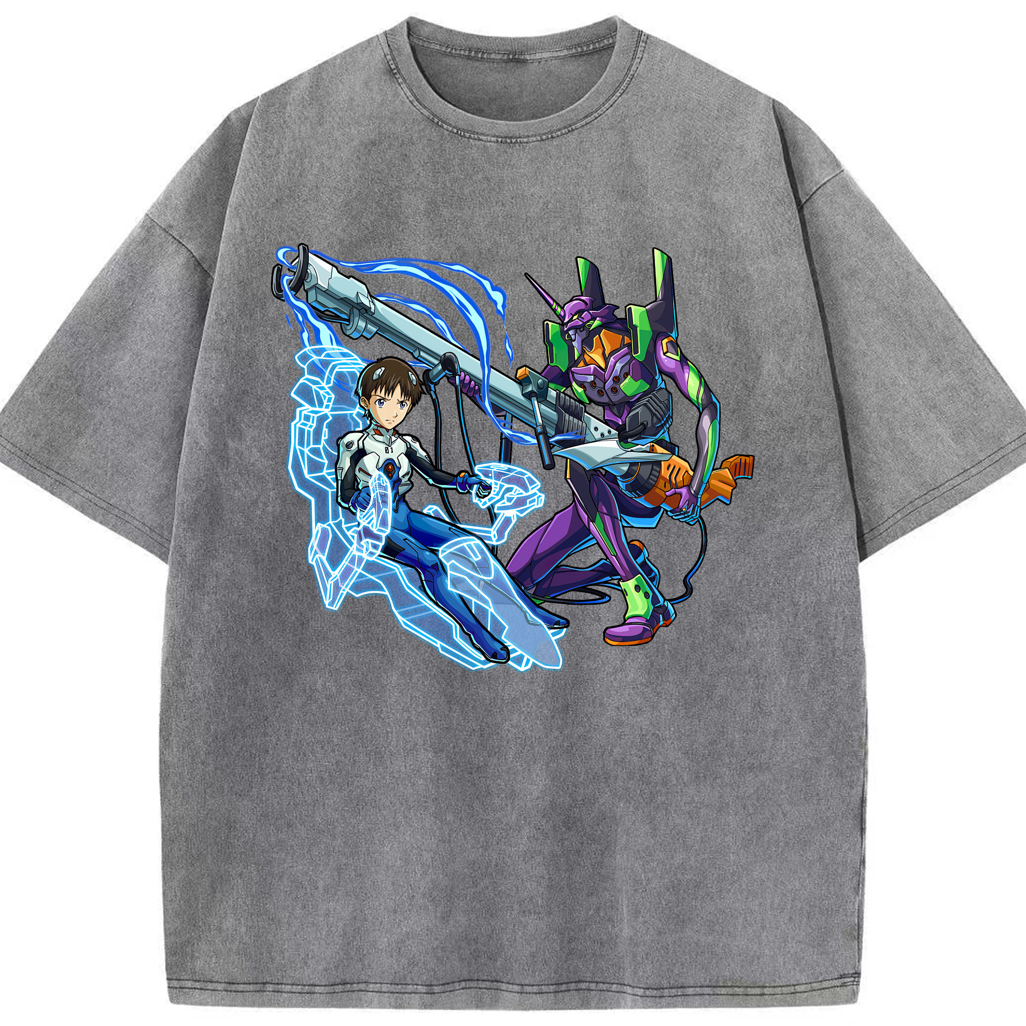 （画像用） EVA 新世紀エヴァンゲリオン 綿100% ヴィンテージ風 半袖Tシャツ（フロントプリント）