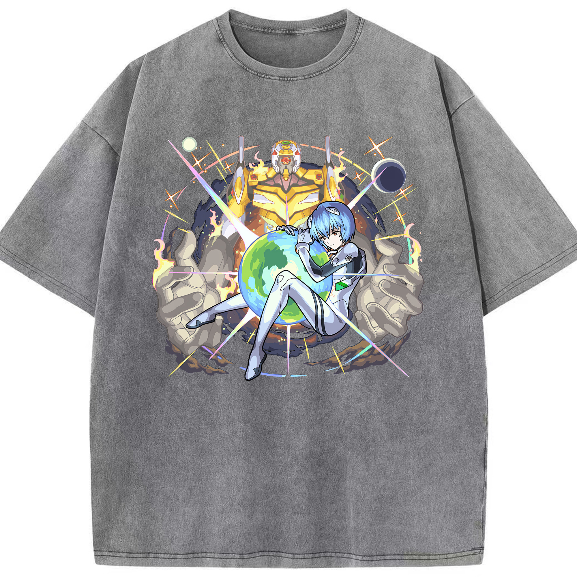（画像用） EVA 新世紀エヴァンゲリオン 綿100% ヴィンテージ風 半袖Tシャツ（フロントプリント）