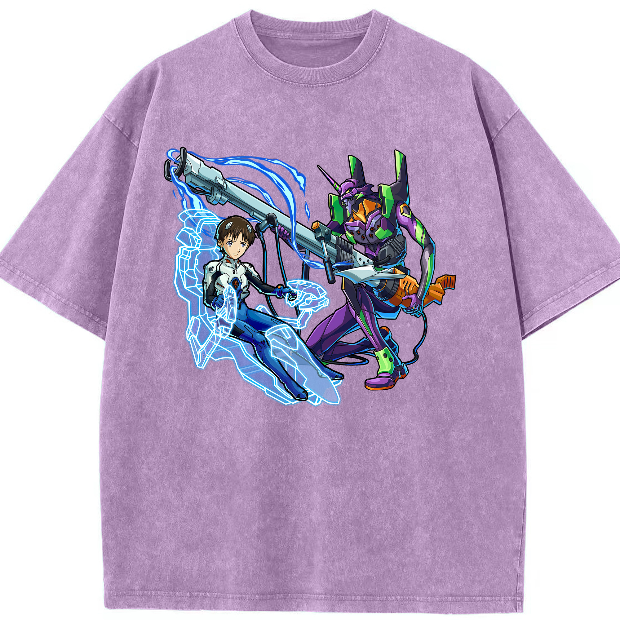 （画像用） EVA 新世紀エヴァンゲリオン 綿100% ヴィンテージ風 半袖Tシャツ（フロントプリント）