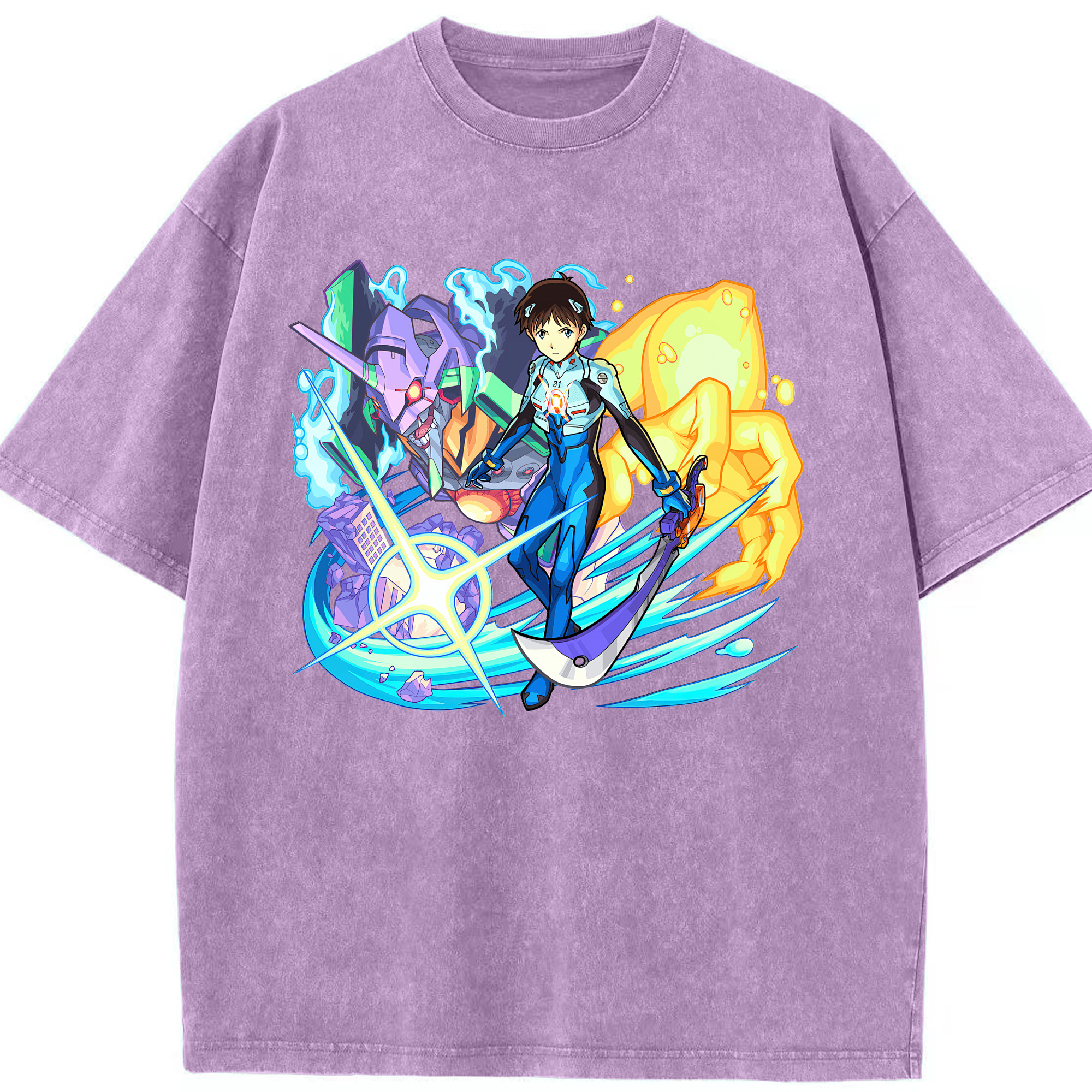 （画像用） EVA 新世紀エヴァンゲリオン 綿100% ヴィンテージ風 半袖Tシャツ（フロントプリント）