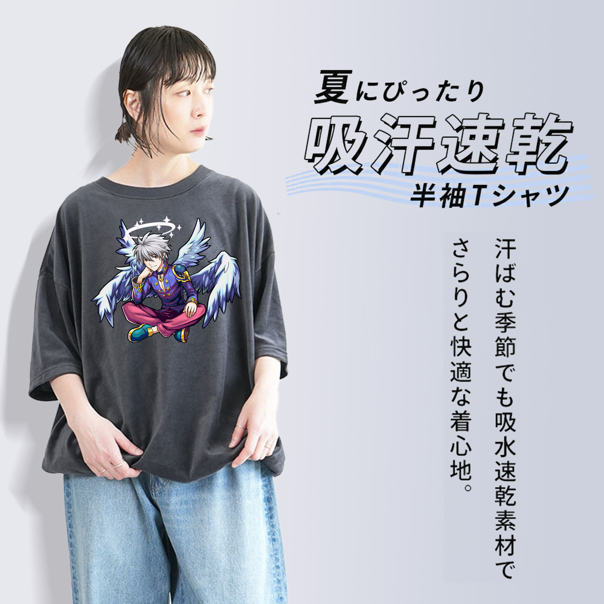 EVA 新世紀エヴァンゲリオン 綿100% ヴィンテージ風 半袖Tシャツ（フロントプリント）