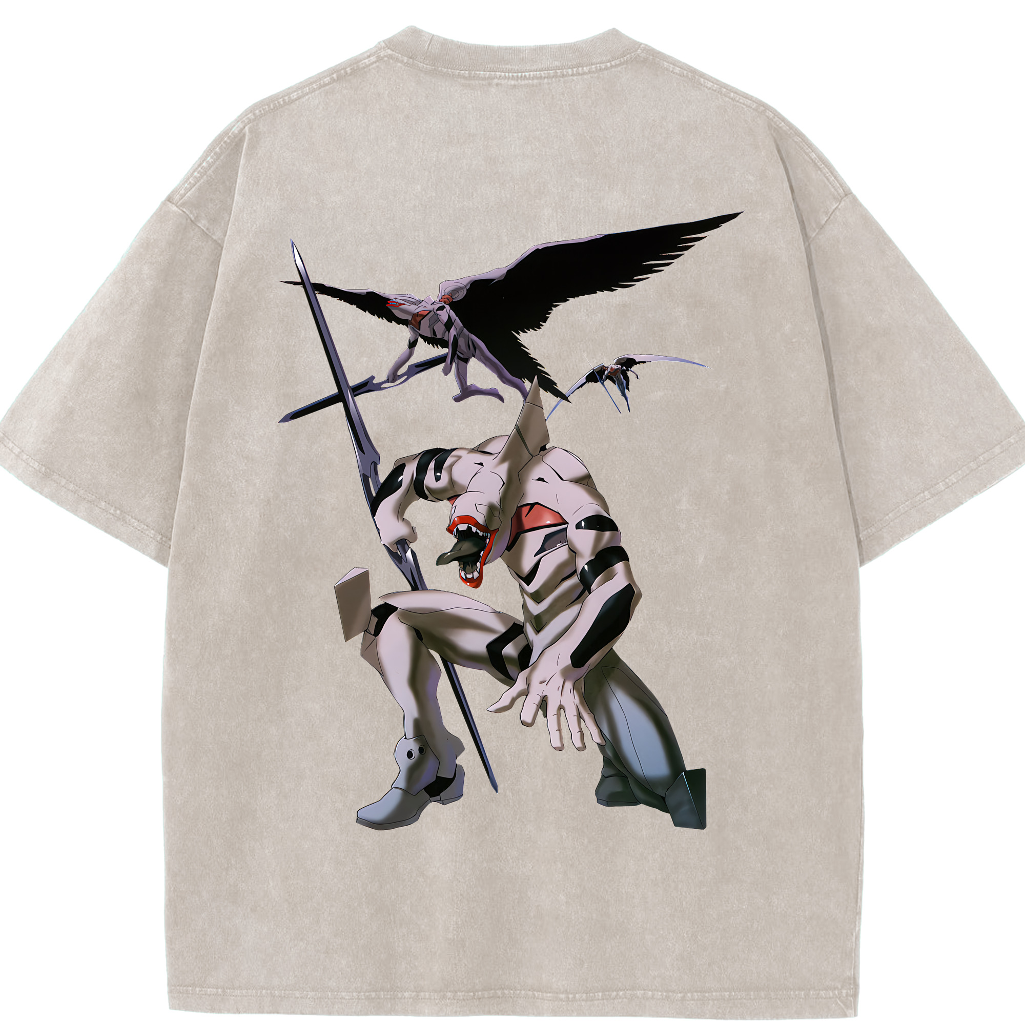（画像用） EVA 新世紀エヴァンゲリオン 綿100% ヴィンテージ風 半袖Tシャツ（背面プリント）