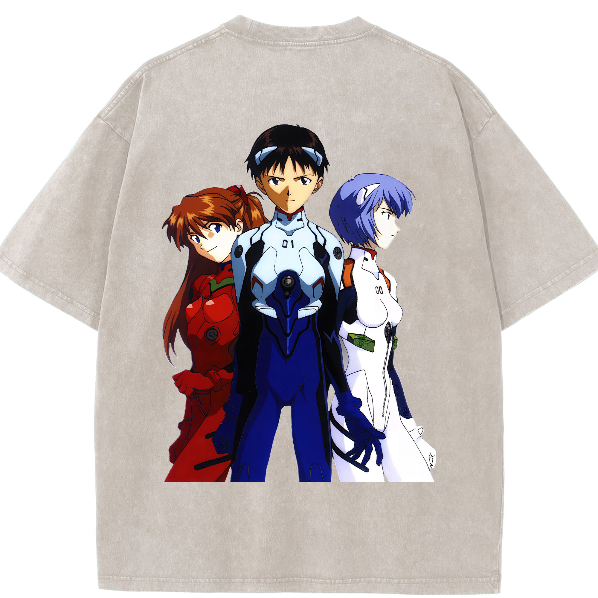 （画像用） EVA 新世紀エヴァンゲリオン 綿100% ヴィンテージ風 半袖Tシャツ（背面プリント）