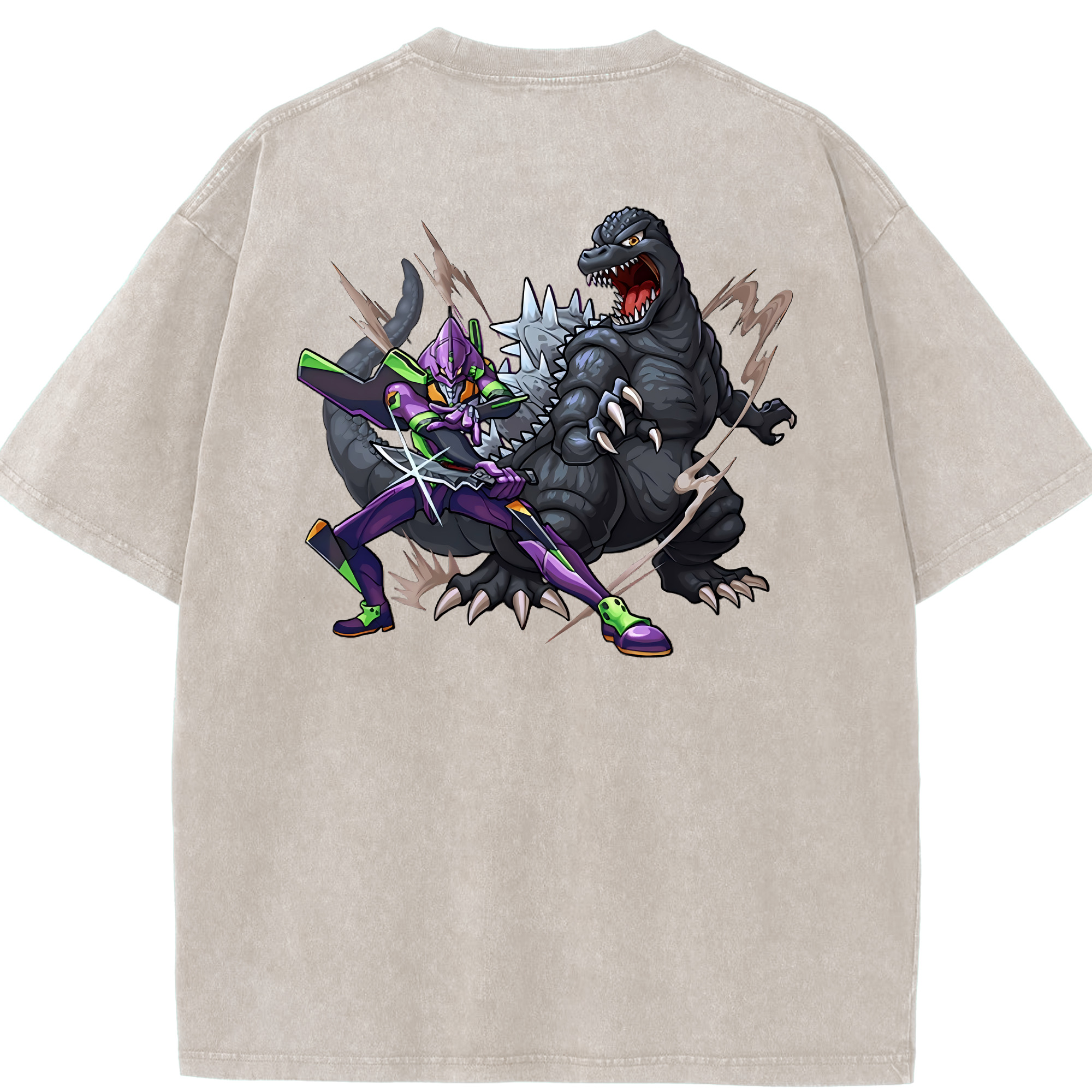 （画像用） EVA 新世紀エヴァンゲリオン 綿100% ヴィンテージ風 半袖Tシャツ（背面プリント）