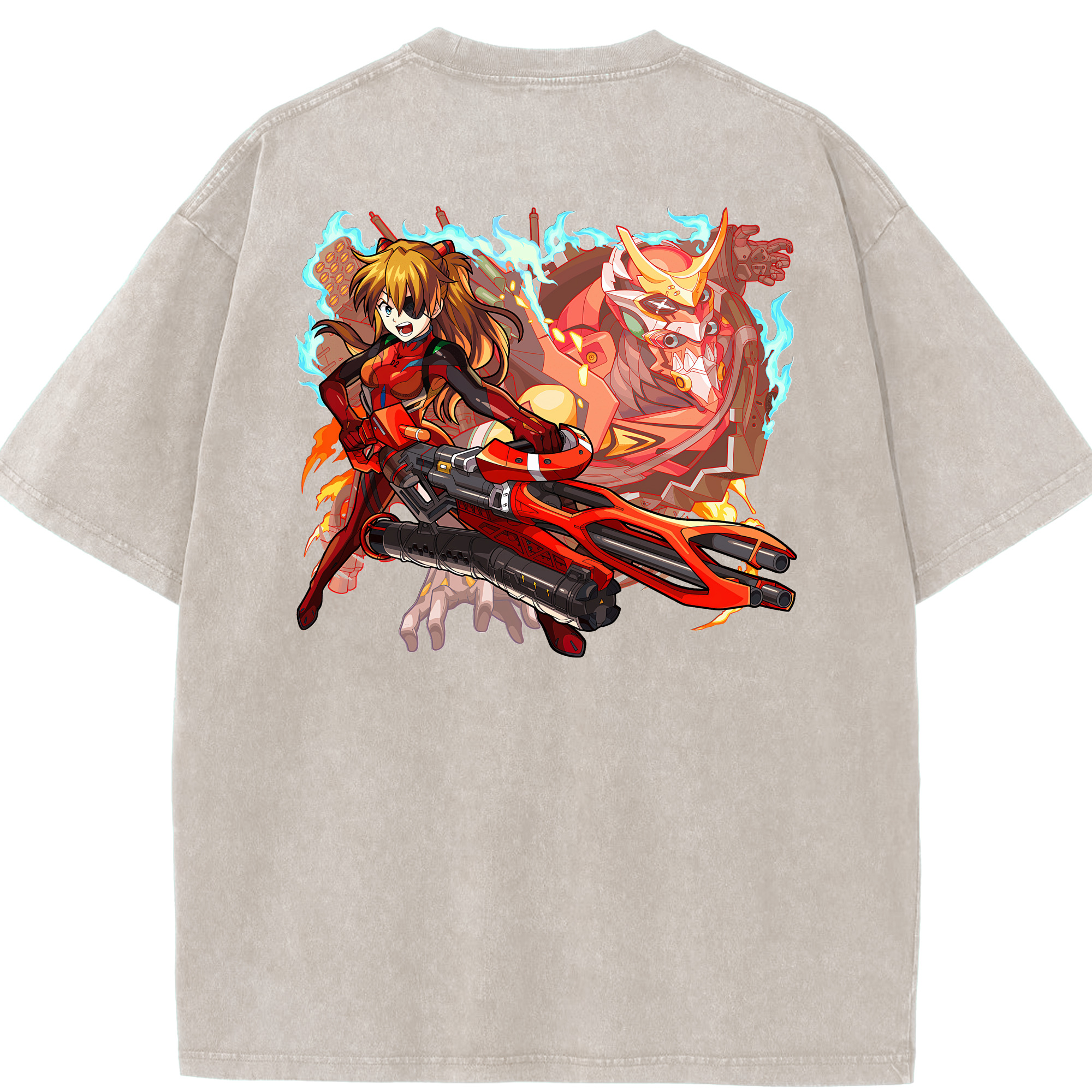 （画像用） EVA 新世紀エヴァンゲリオン 綿100% ヴィンテージ風 半袖Tシャツ（背面プリント）