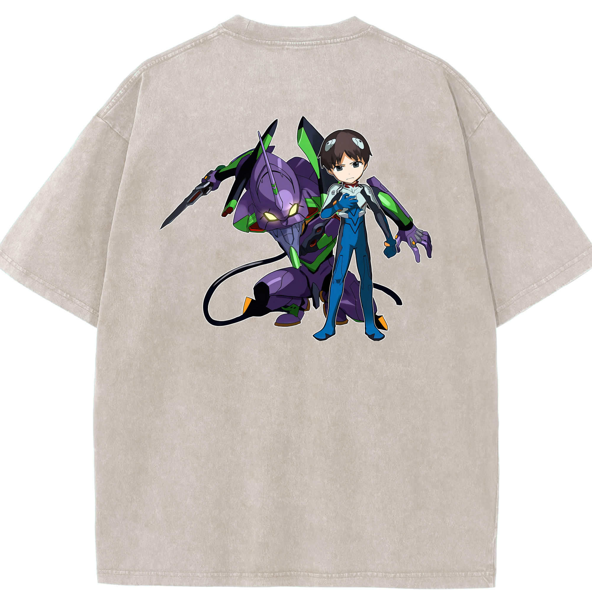 （画像用） EVA 新世紀エヴァンゲリオン 綿100% ヴィンテージ風 半袖Tシャツ（背面プリント）