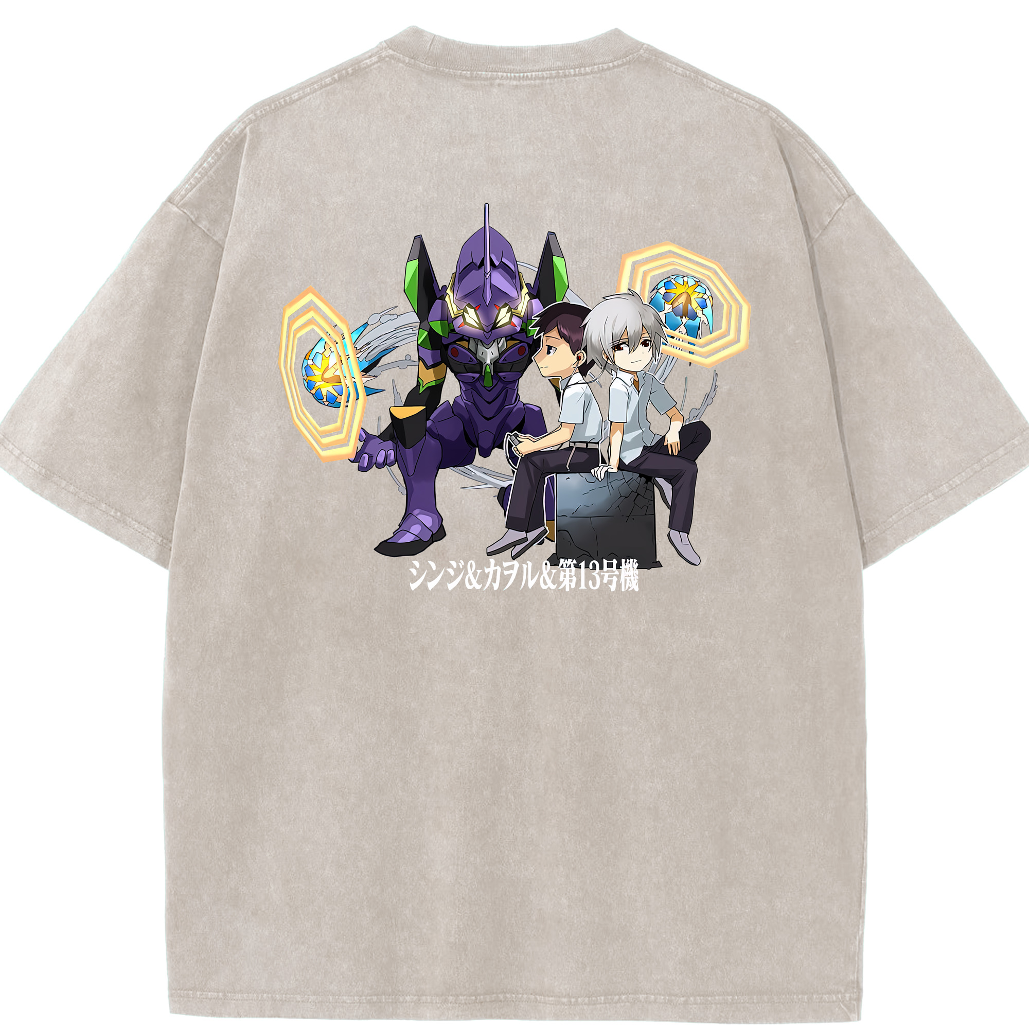 （画像用） EVA 新世紀エヴァンゲリオン 綿100% ヴィンテージ風 半袖Tシャツ（背面プリント）
