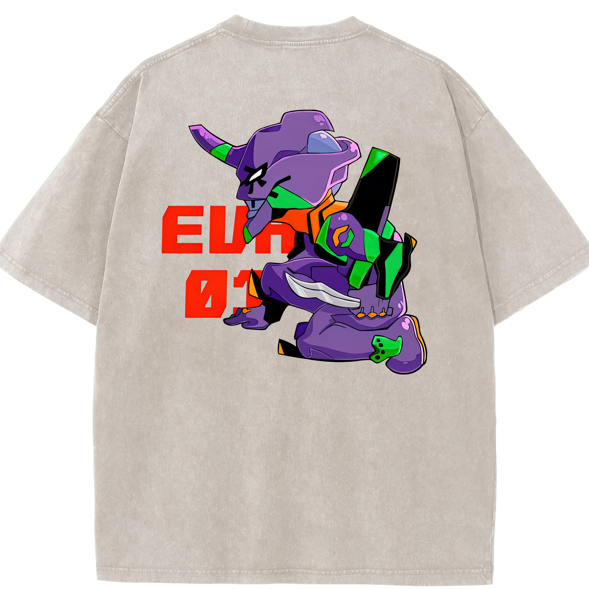 （画像用） EVA 新世紀エヴァンゲリオン 綿100% ヴィンテージ風 半袖Tシャツ（背面プリント）