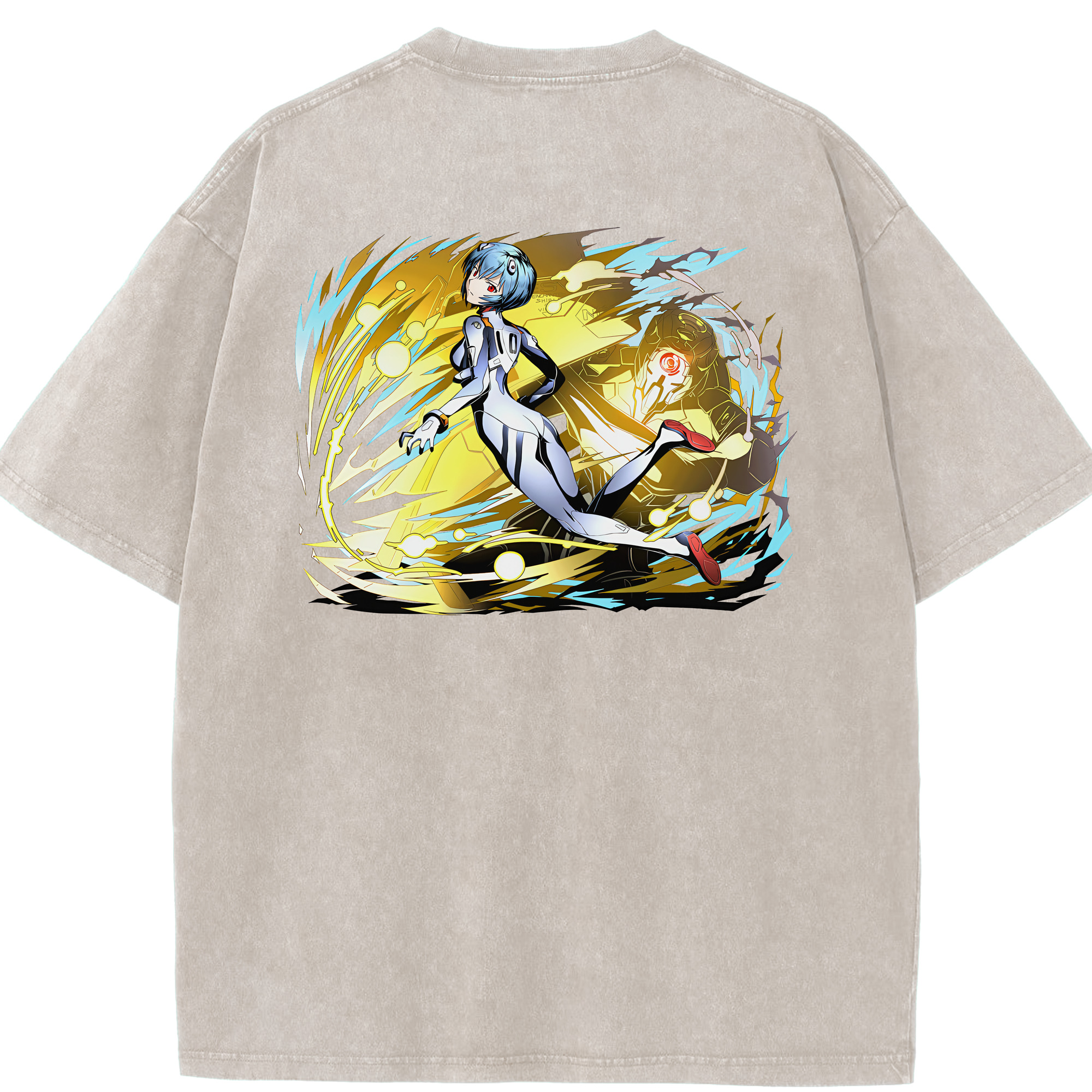 （画像用） EVA 新世紀エヴァンゲリオン 綿100% ヴィンテージ風 半袖Tシャツ（背面プリント）