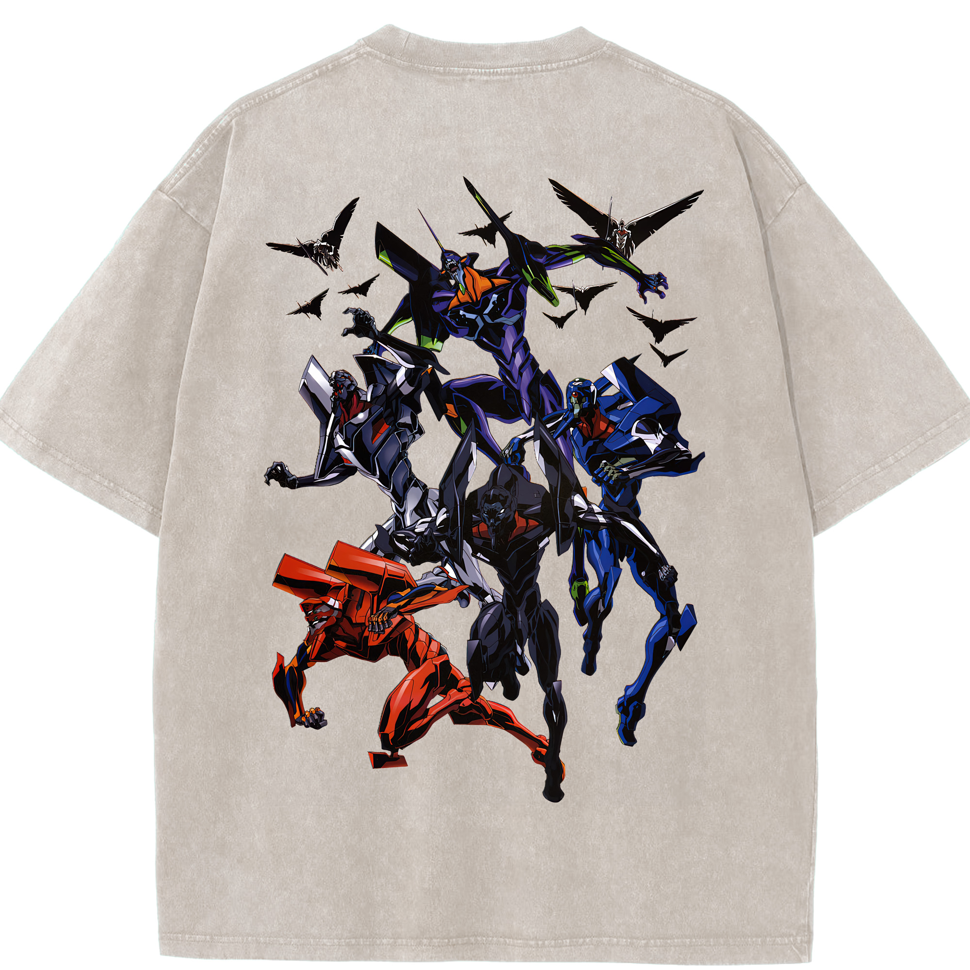 （画像用） EVA 新世紀エヴァンゲリオン 綿100% ヴィンテージ風 半袖Tシャツ（背面プリント）