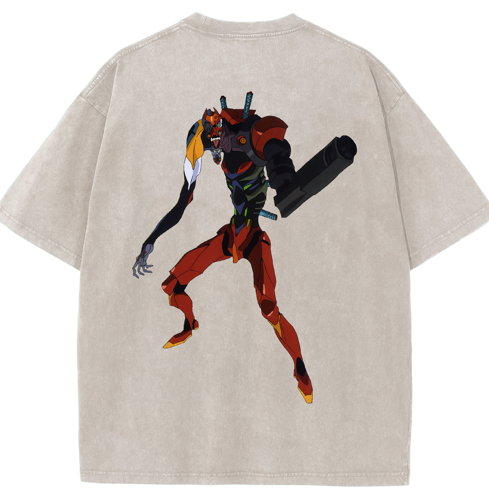（画像用） EVA 新世紀エヴァンゲリオン 綿100% ヴィンテージ風 半袖Tシャツ（背面プリント）