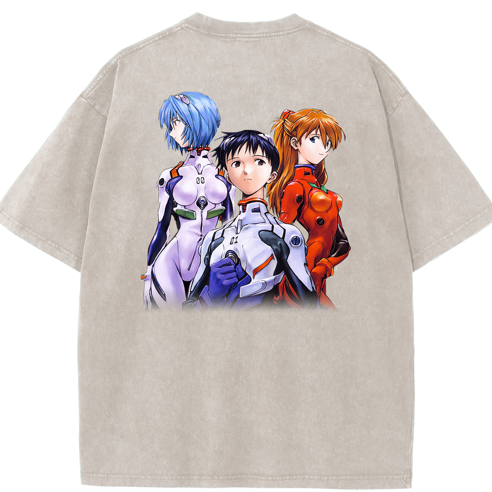 （画像用） EVA 新世紀エヴァンゲリオン 綿100% ヴィンテージ風 半袖Tシャツ（背面プリント）