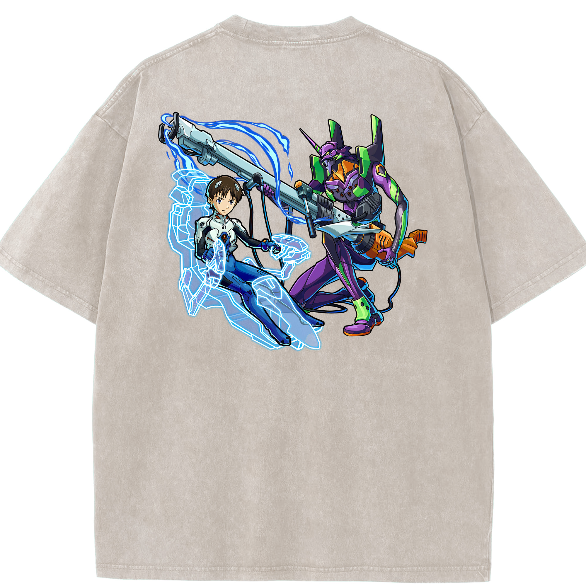 （画像用） EVA 新世紀エヴァンゲリオン 綿100% ヴィンテージ風 半袖Tシャツ（背面プリント）