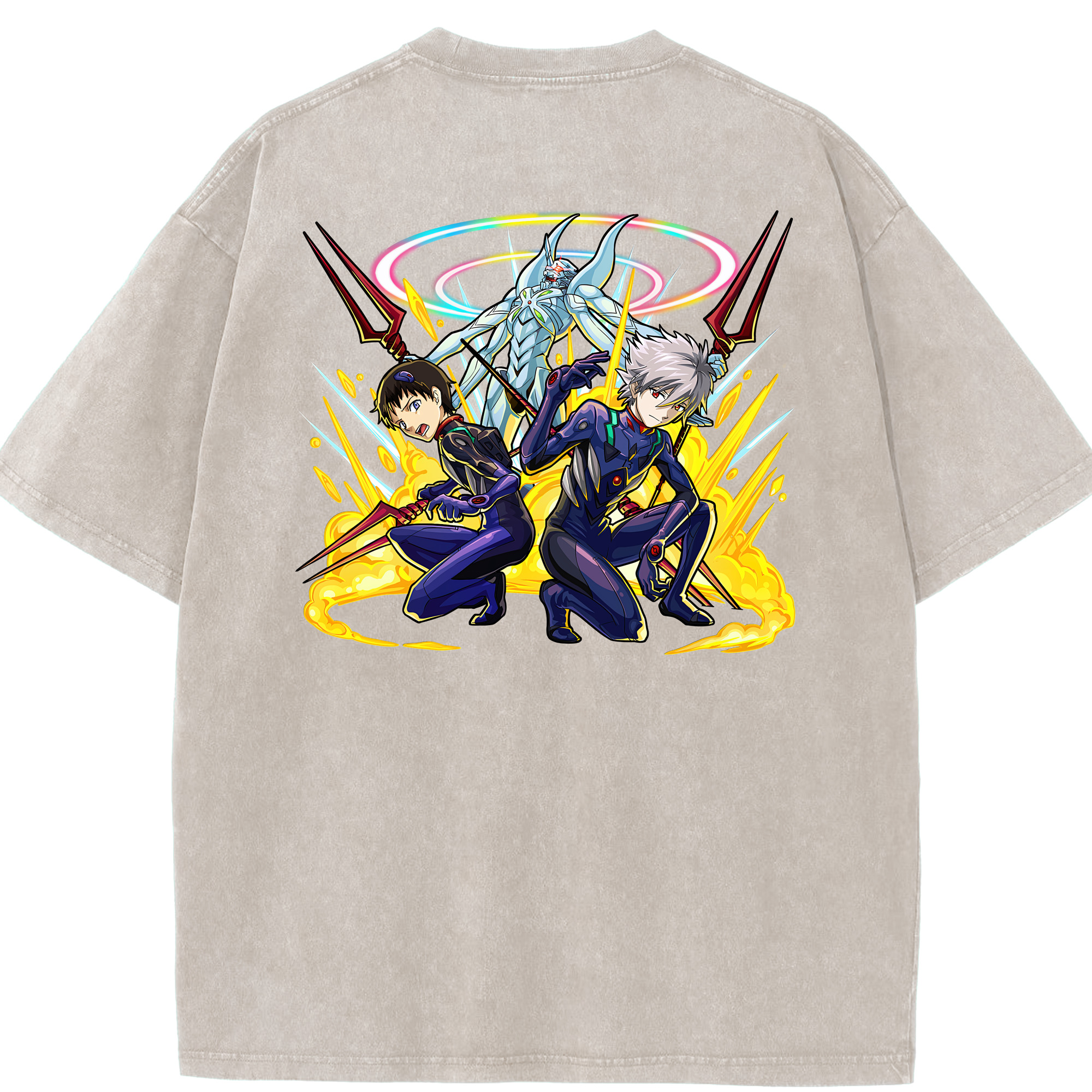 （画像用） EVA 新世紀エヴァンゲリオン 綿100% ヴィンテージ風 半袖Tシャツ（背面プリント）