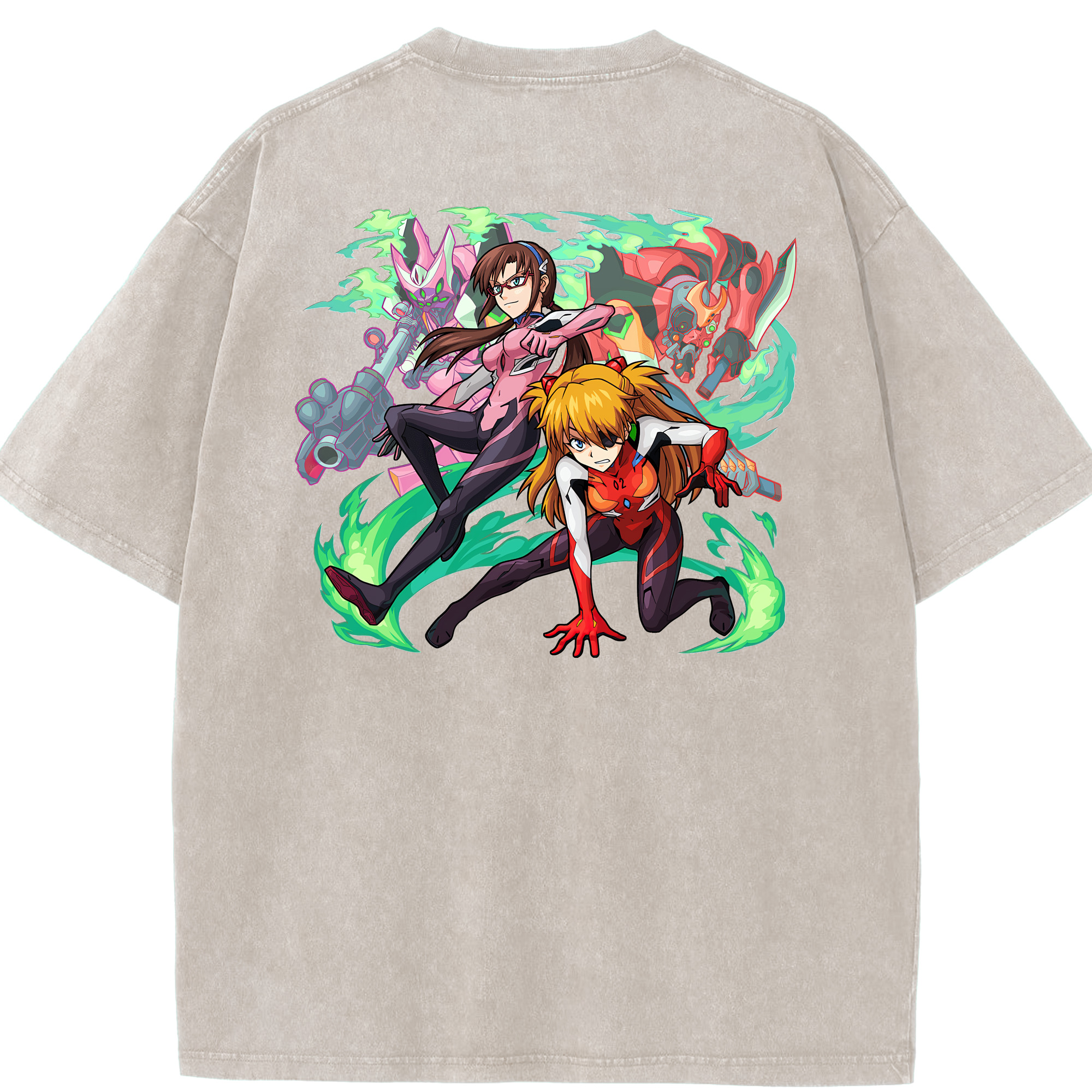 （画像用） EVA 新世紀エヴァンゲリオン 綿100% ヴィンテージ風 半袖Tシャツ（背面プリント）