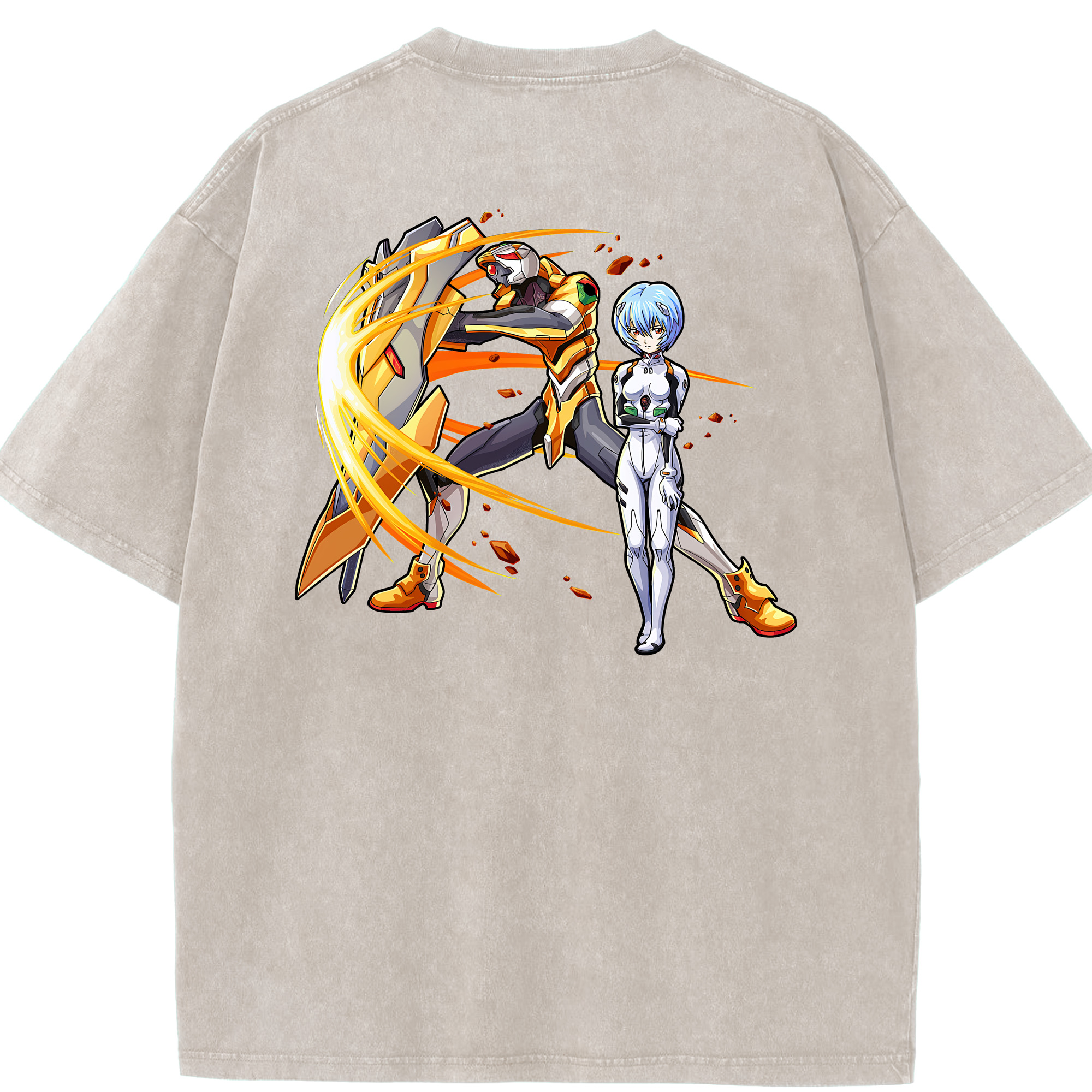 （画像用） EVA 新世紀エヴァンゲリオン 綿100% ヴィンテージ風 半袖Tシャツ（背面プリント）