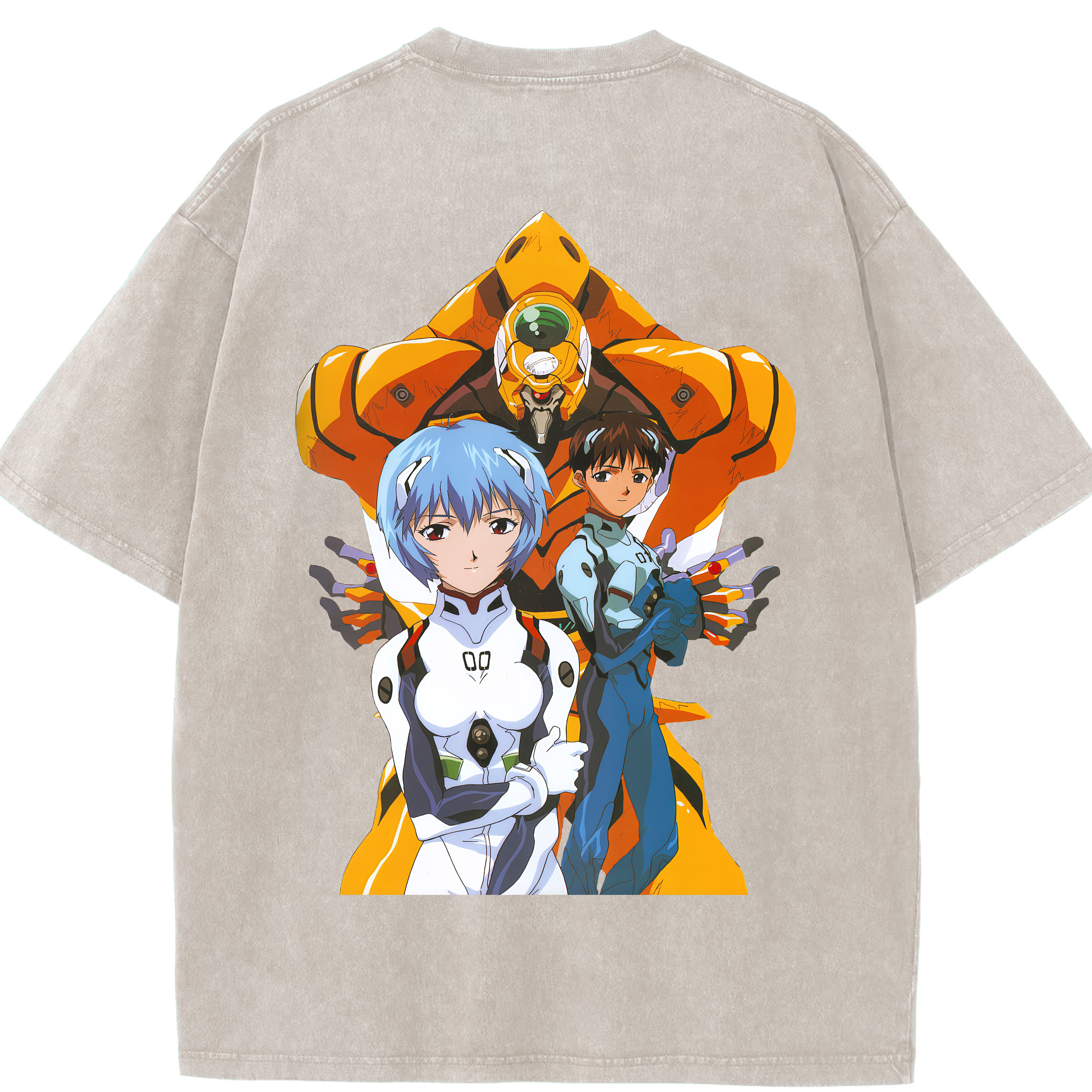 （画像用） EVA 新世紀エヴァンゲリオン 綿100% ヴィンテージ風 半袖Tシャツ（背面プリント）