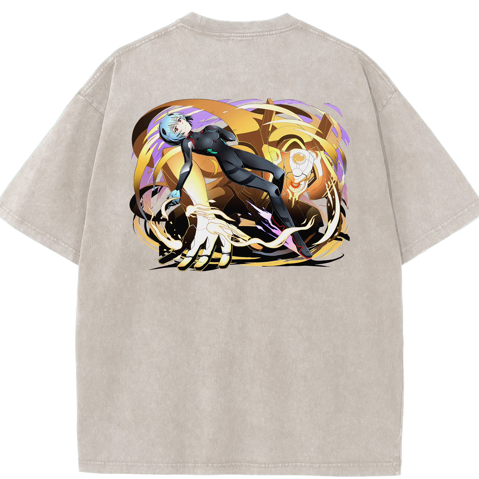（画像用） EVA 新世紀エヴァンゲリオン 綿100% ヴィンテージ風 半袖Tシャツ（背面プリント）