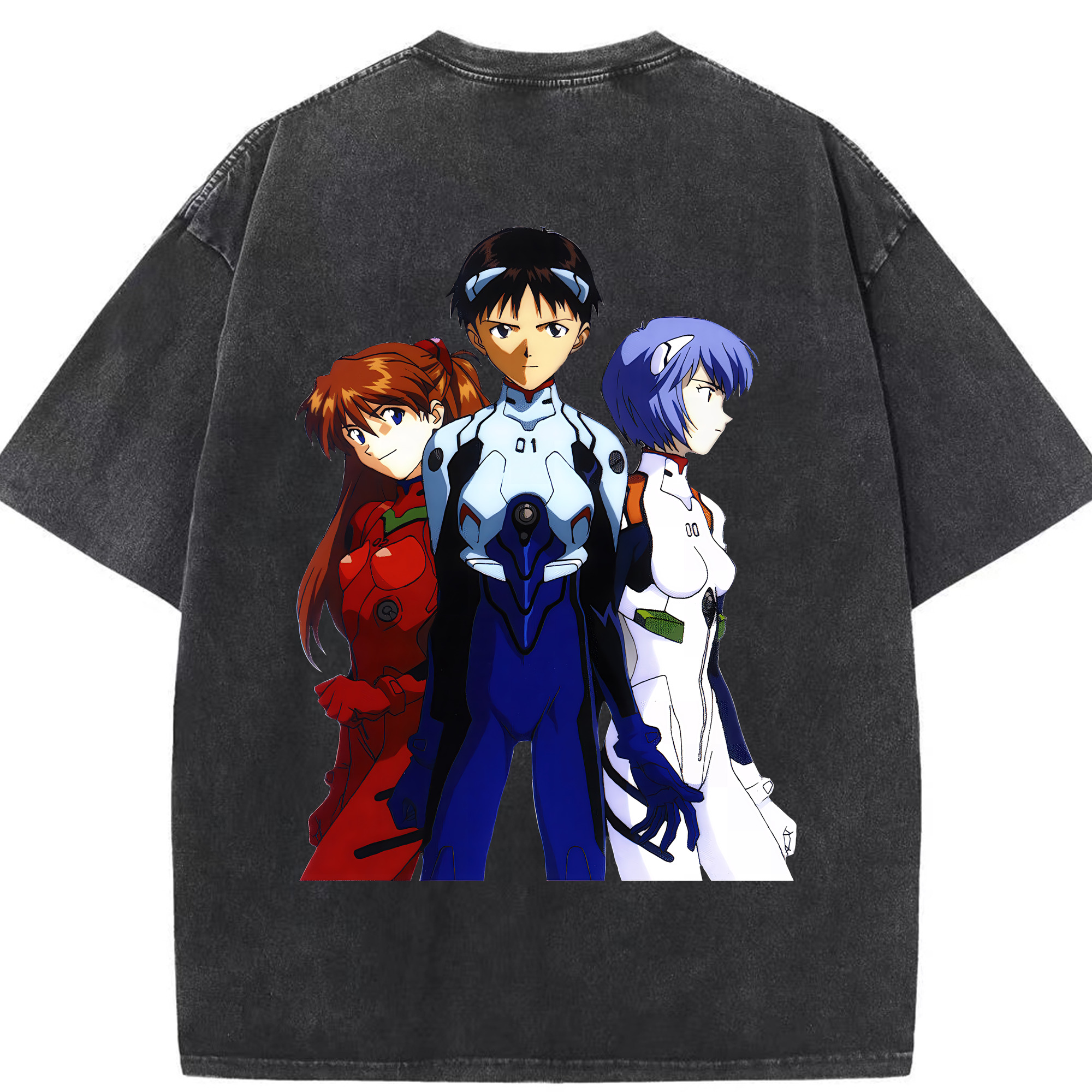 （画像用） EVA 新世紀エヴァンゲリオン 綿100% ヴィンテージ風 半袖Tシャツ（背面プリント）
