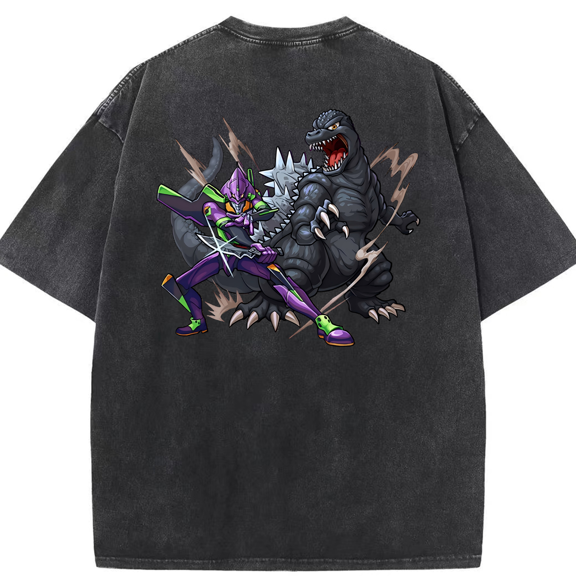 （画像用） EVA 新世紀エヴァンゲリオン 綿100% ヴィンテージ風 半袖Tシャツ（背面プリント）