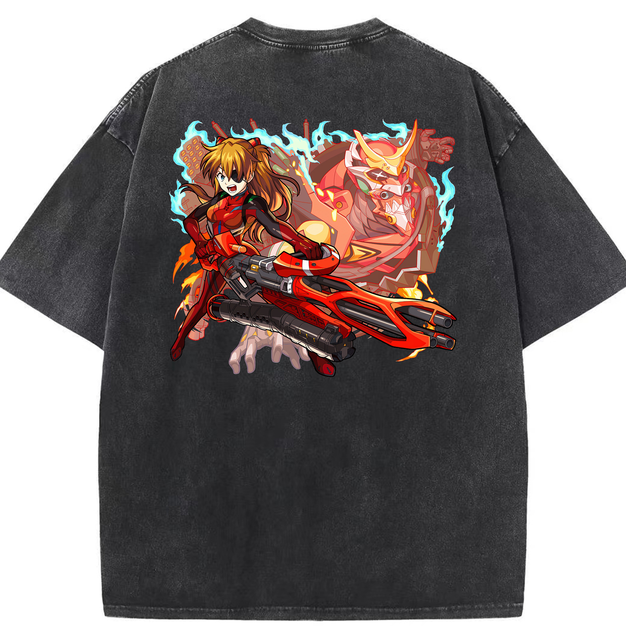 （画像用） EVA 新世紀エヴァンゲリオン 綿100% ヴィンテージ風 半袖Tシャツ（背面プリント）