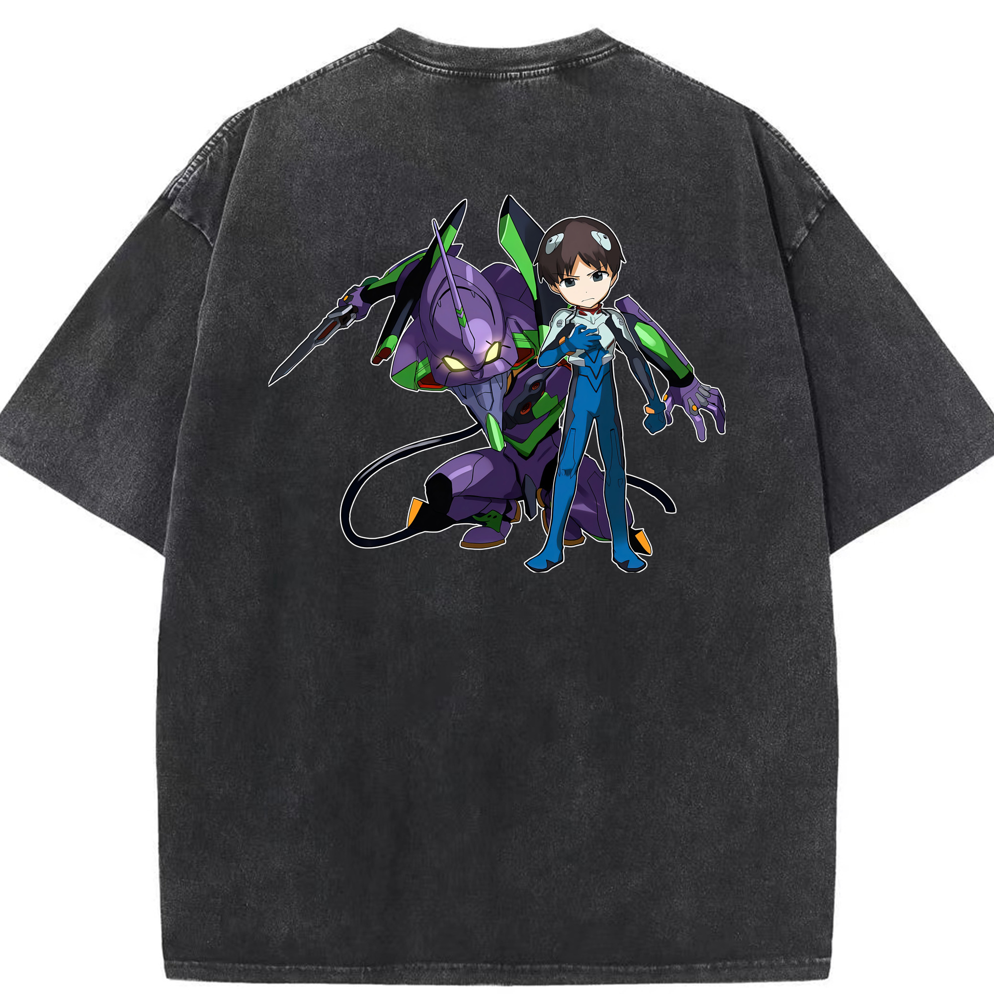 （画像用） EVA 新世紀エヴァンゲリオン 綿100% ヴィンテージ風 半袖Tシャツ（背面プリント）